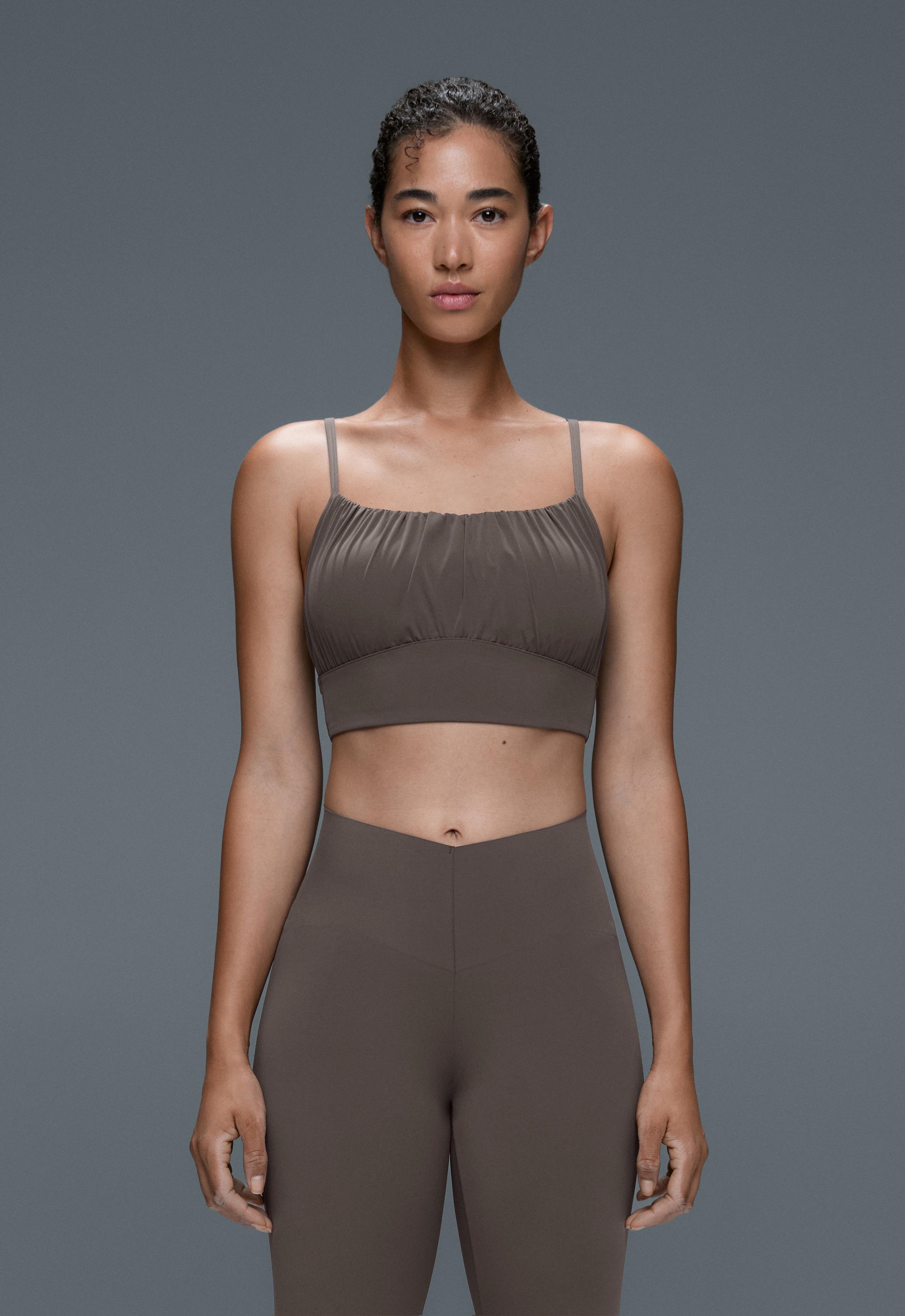 Gathered Light Touch tank top - BROWN-KHAKI