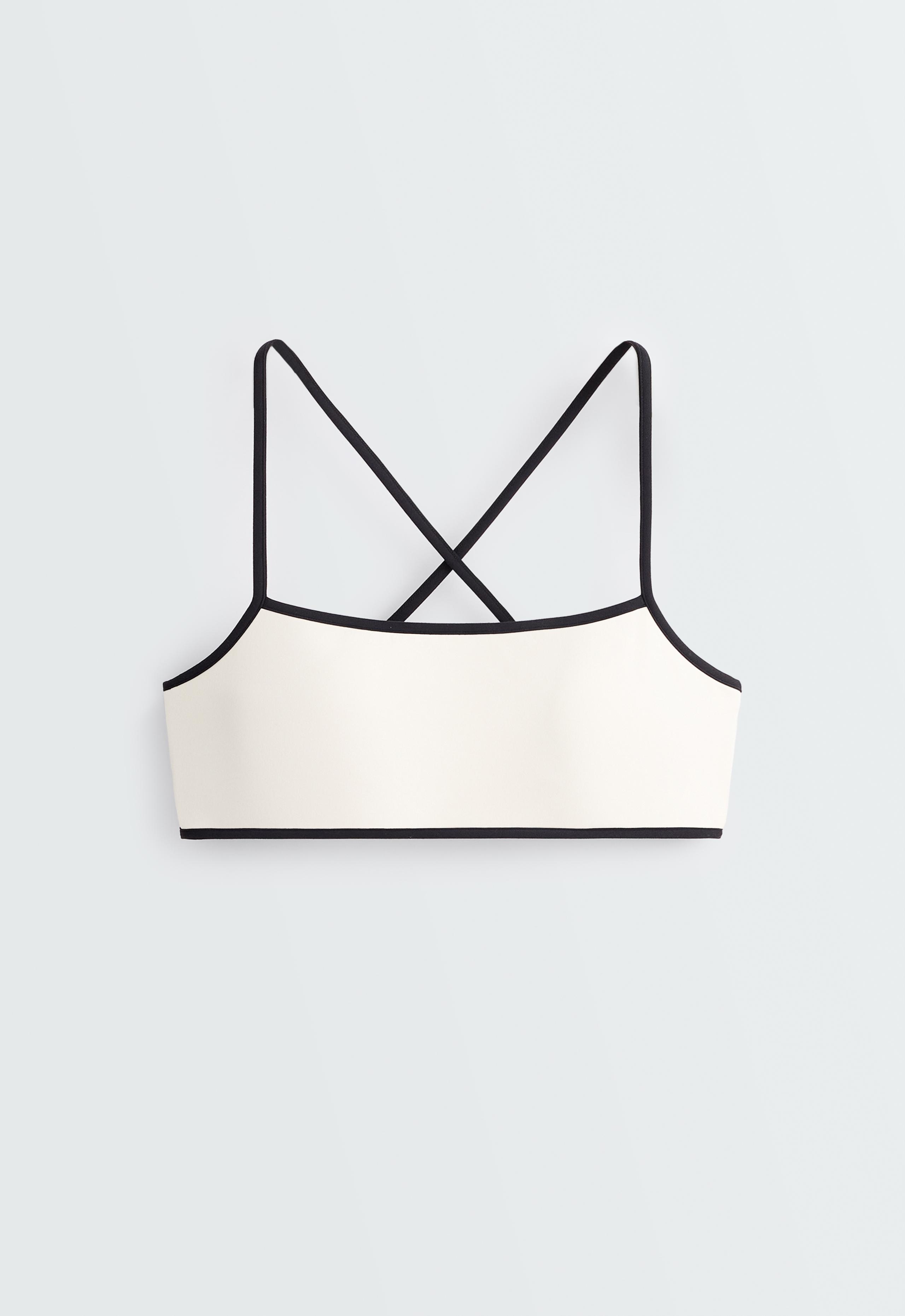 Low-support Comfortlux contrast sports bra - PALE ECRU