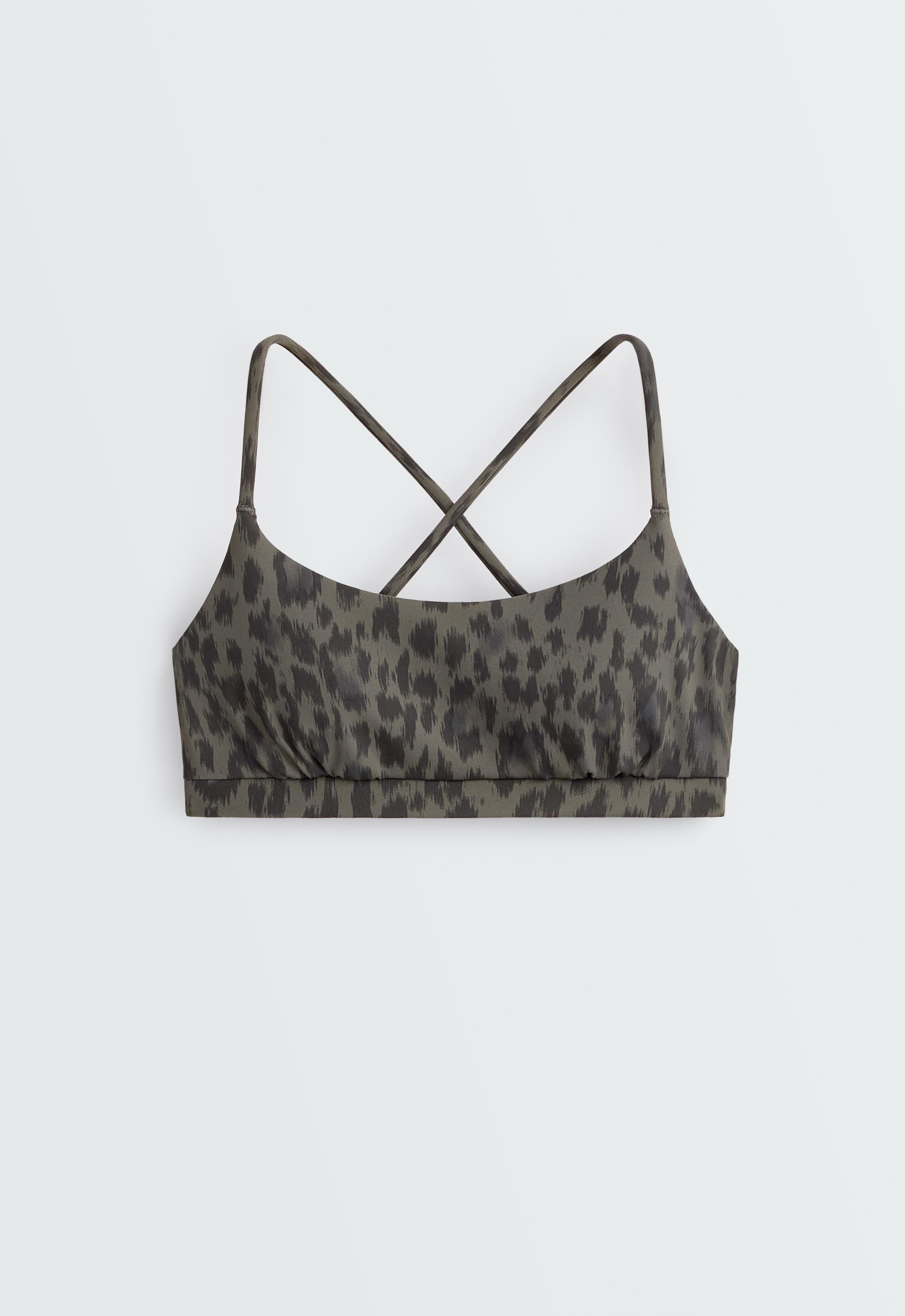Evermove low-support leopard sports bra - CHARCOAL GREY