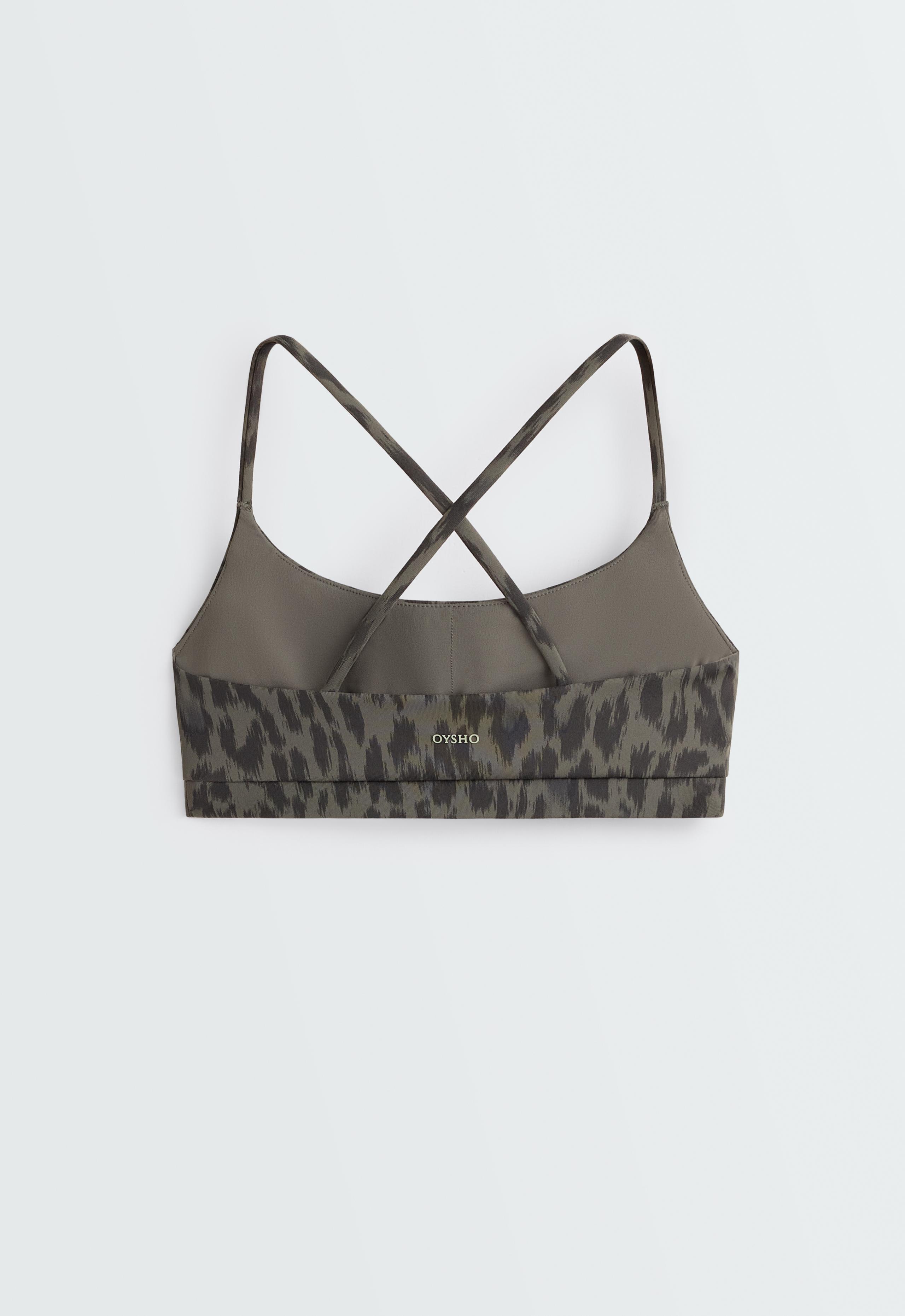 Evermove low-support leopard sports bra - CHARCOAL GREY