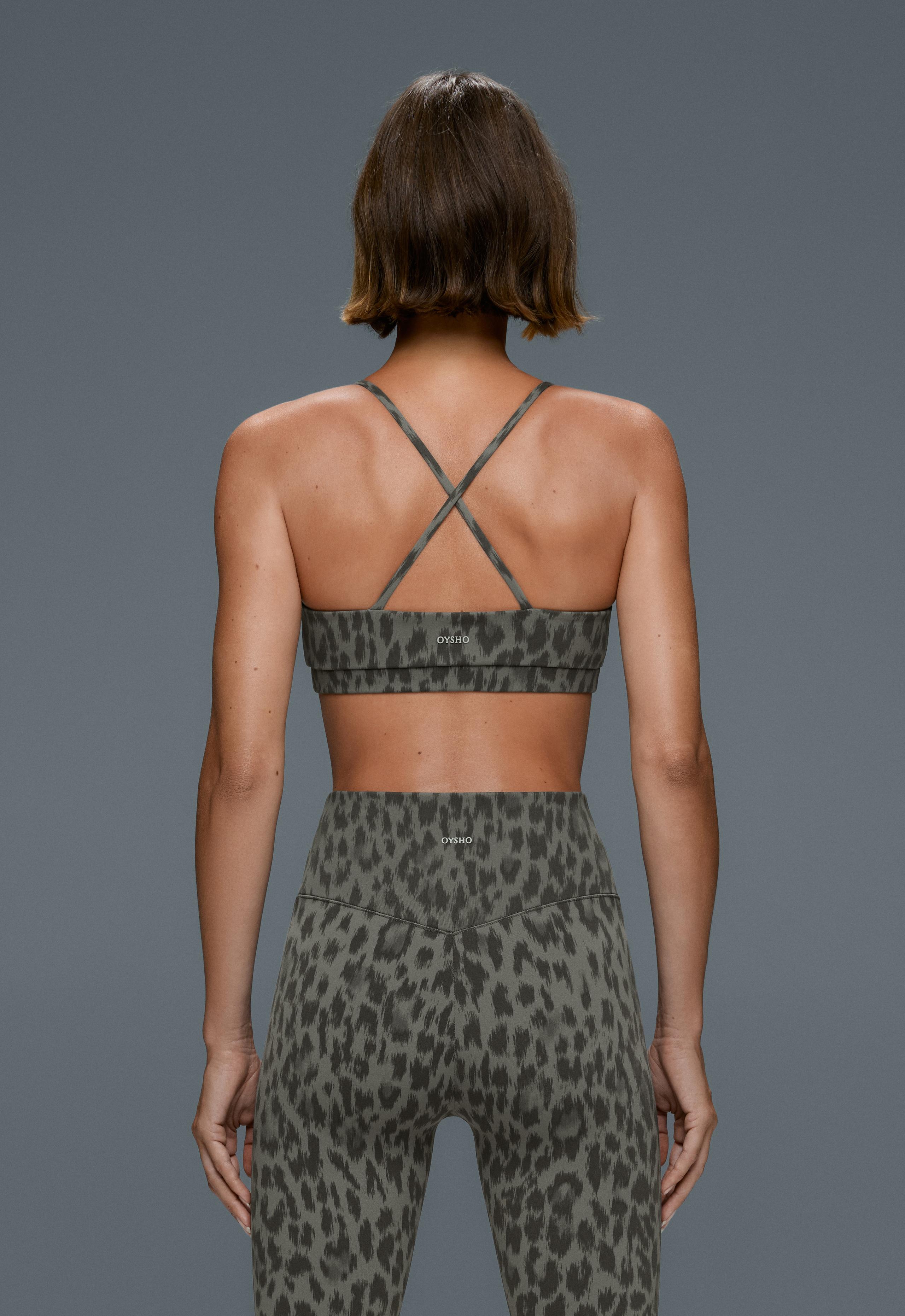 Evermove low-support leopard sports bra - CHARCOAL GREY