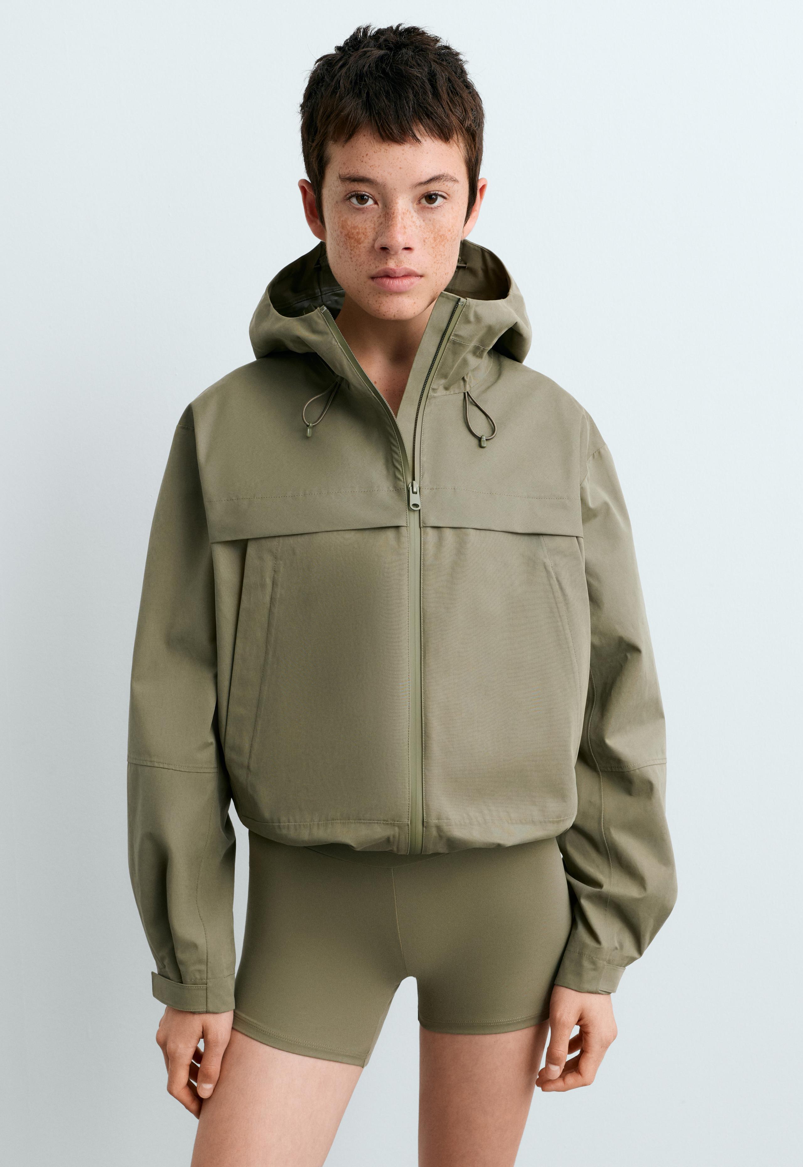 Short 10k waterproof canvas technical jacket - DARK KHAKI
