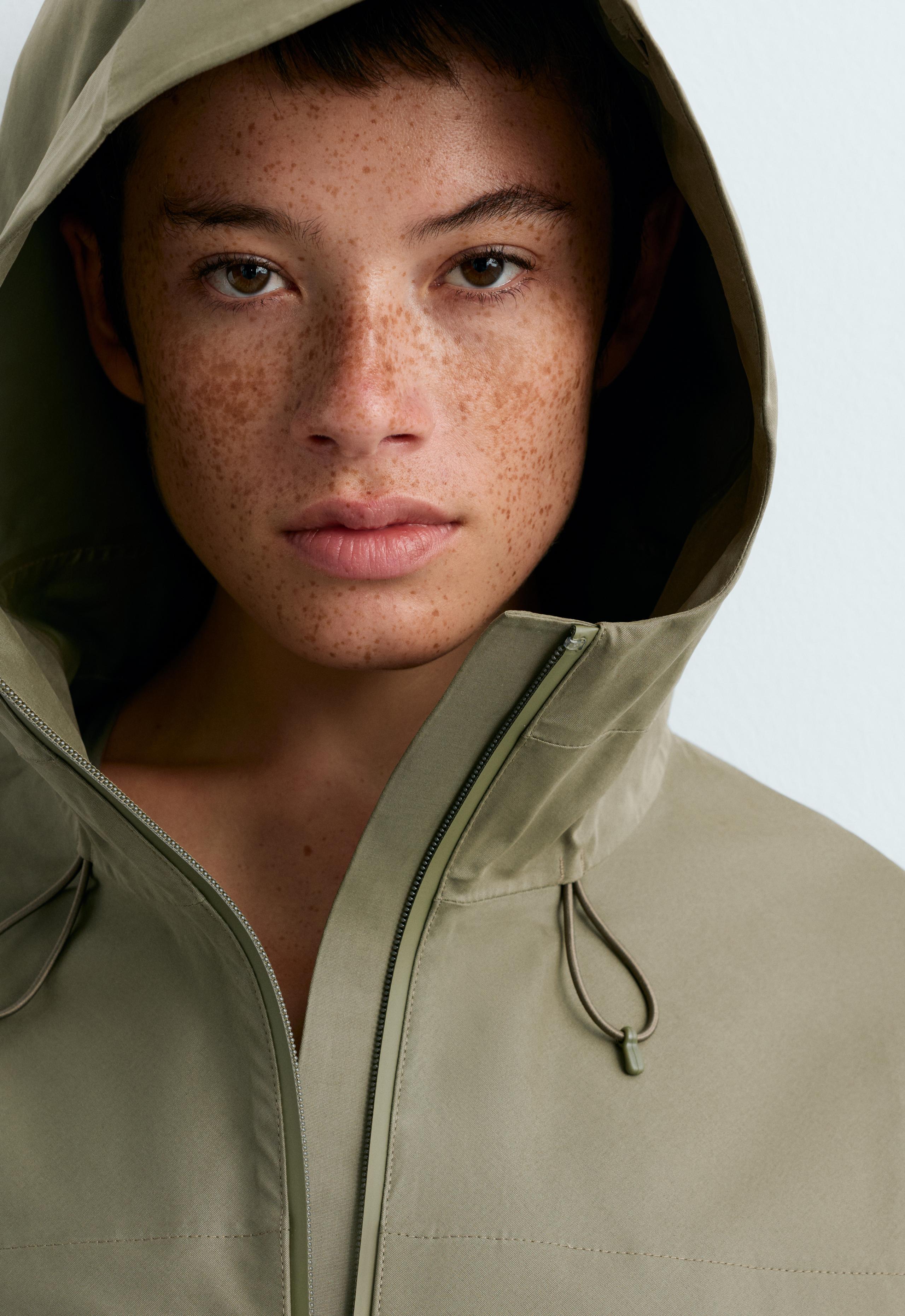 Short 10k waterproof canvas technical jacket - DARK KHAKI