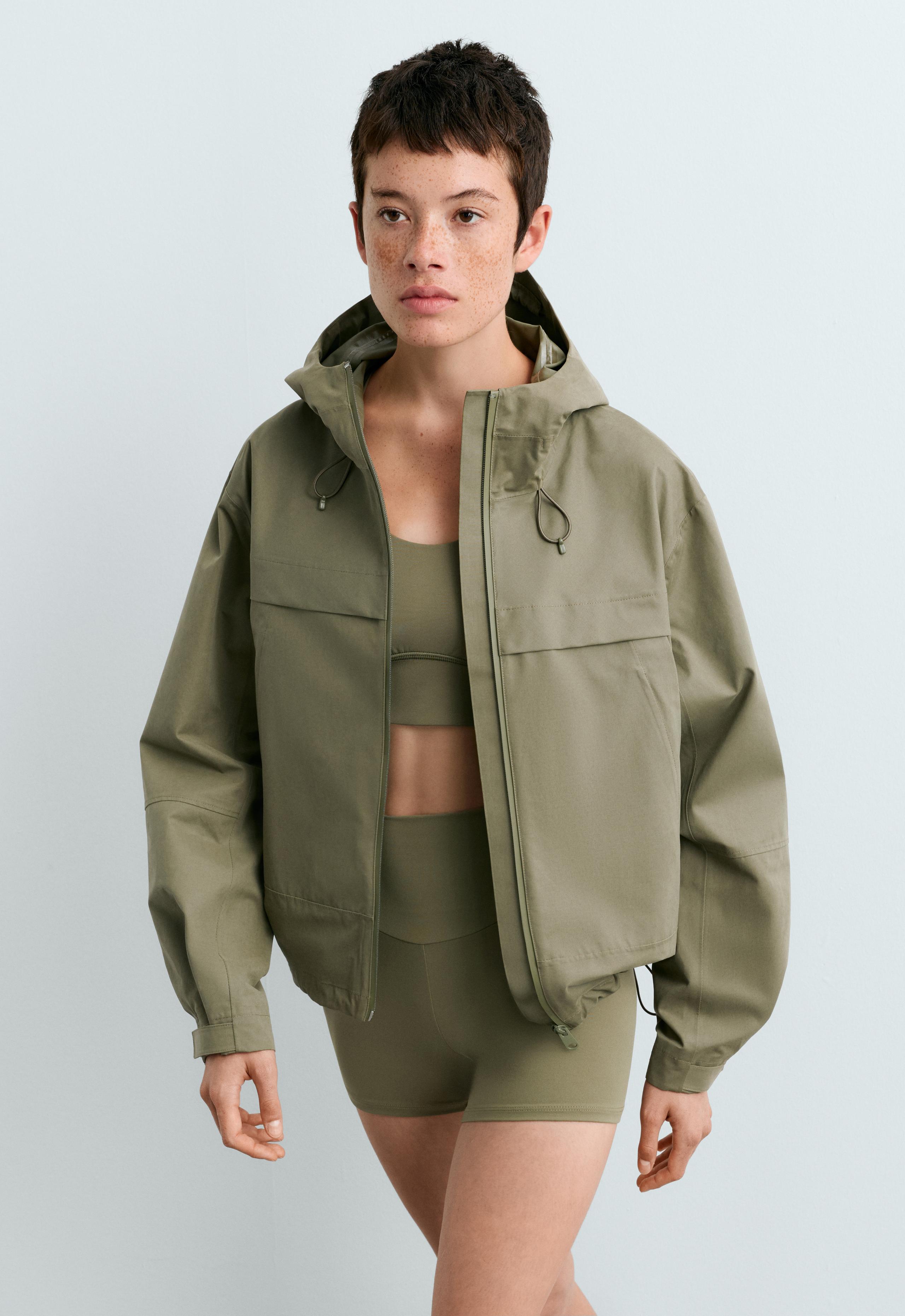 Short 10k waterproof canvas technical jacket - DARK KHAKI