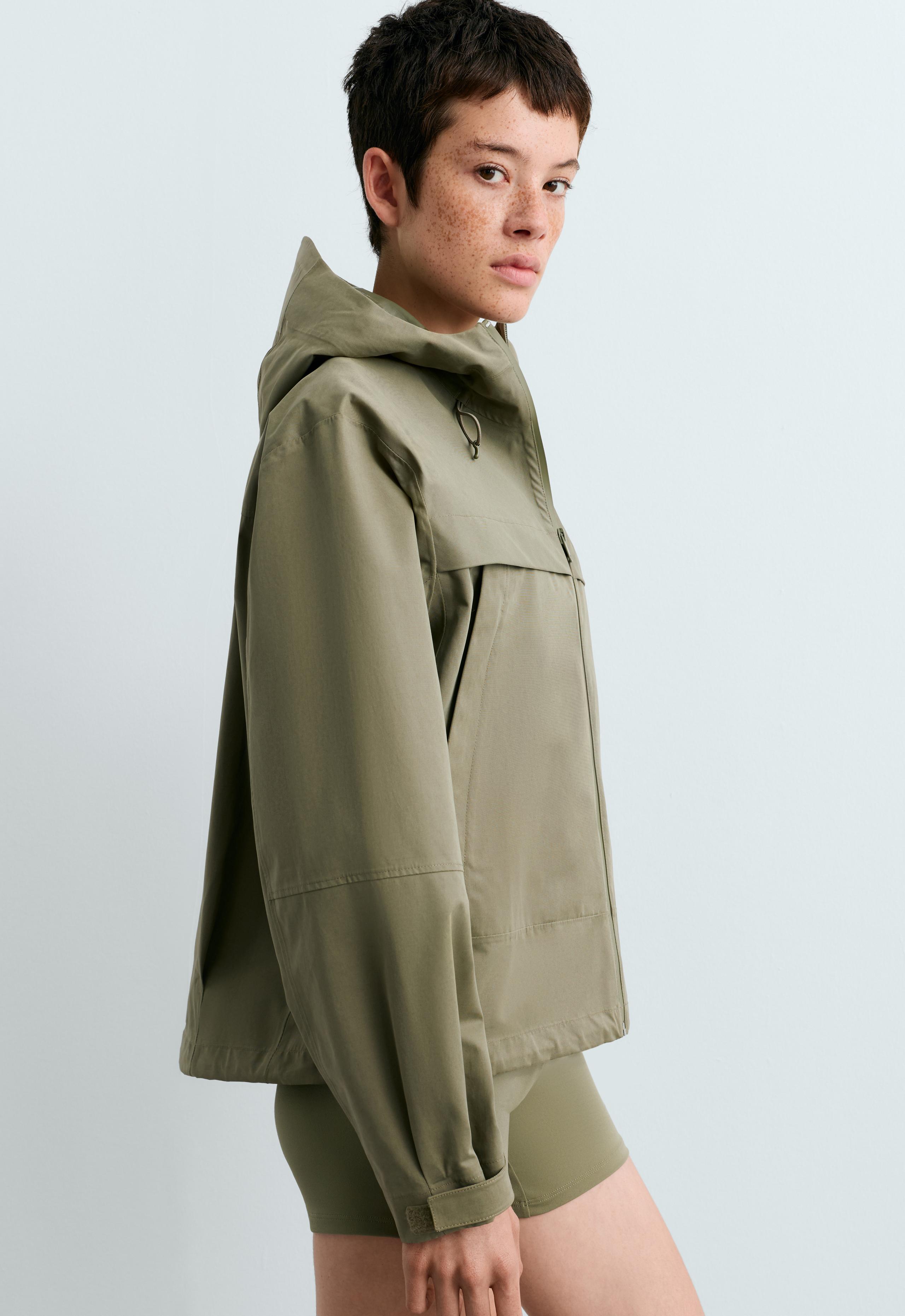 Short 10k waterproof canvas technical jacket - DARK KHAKI