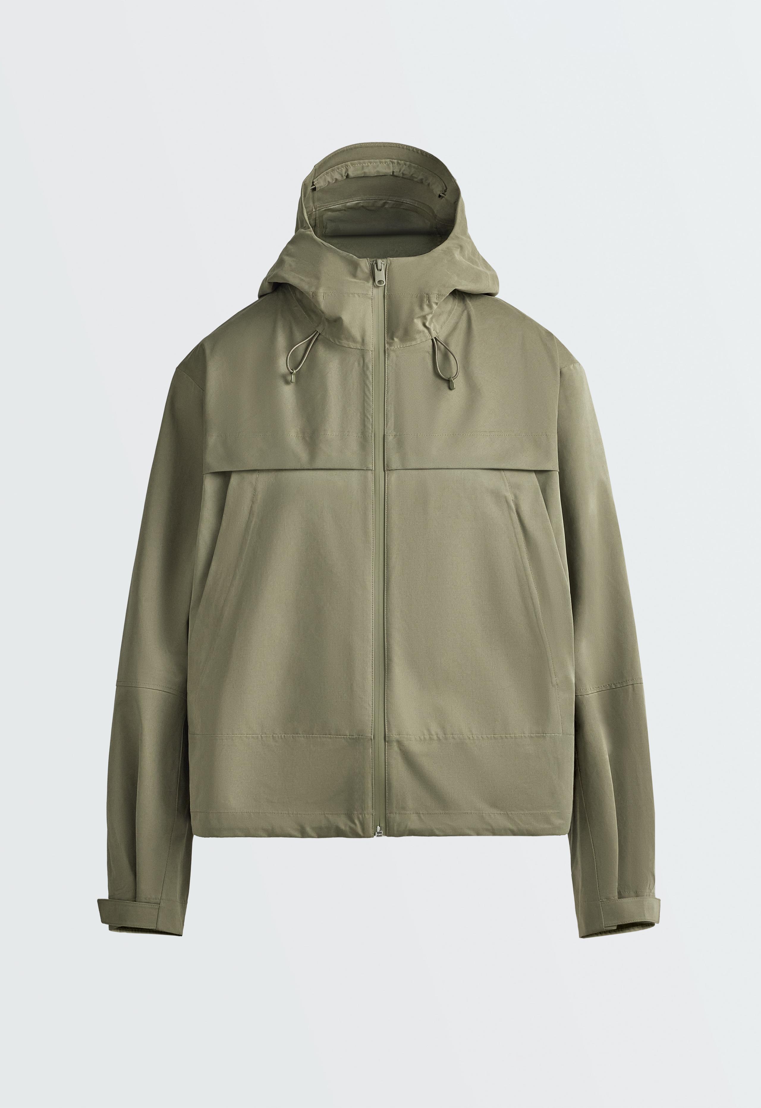 Short 10k waterproof canvas technical jacket - DARK KHAKI