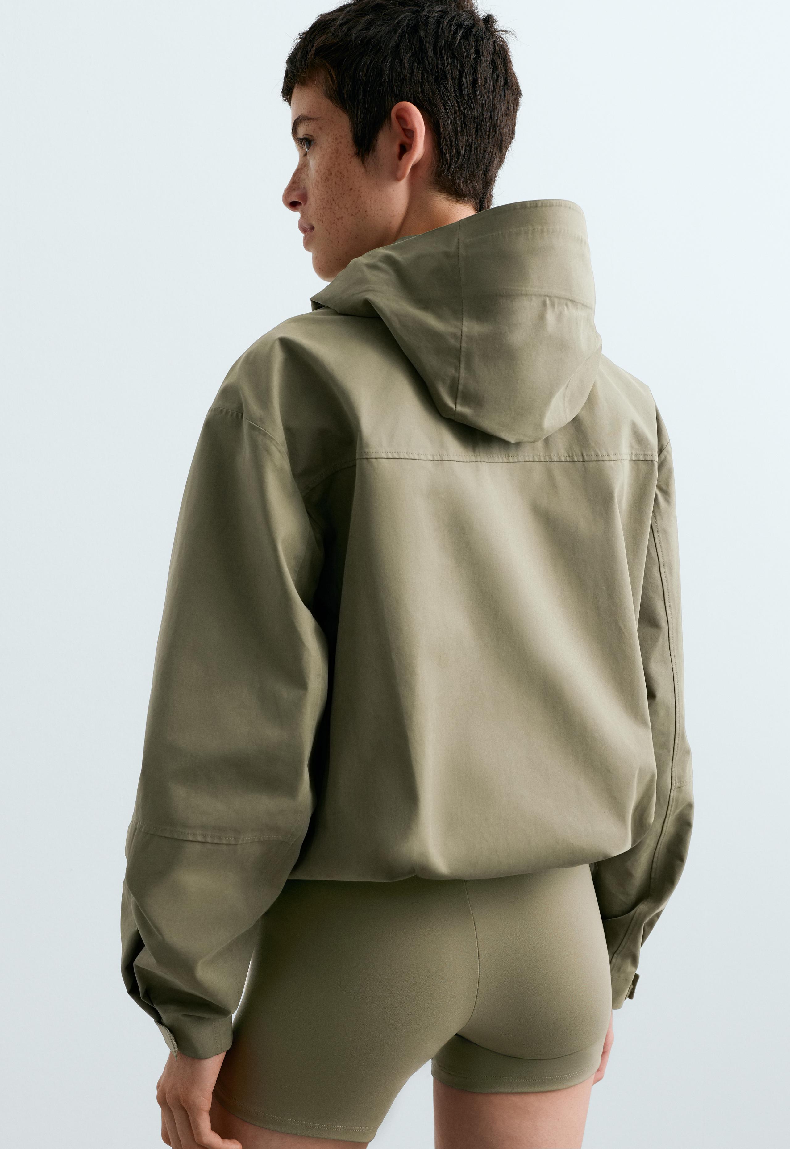 Short 10k waterproof canvas technical jacket - DARK KHAKI