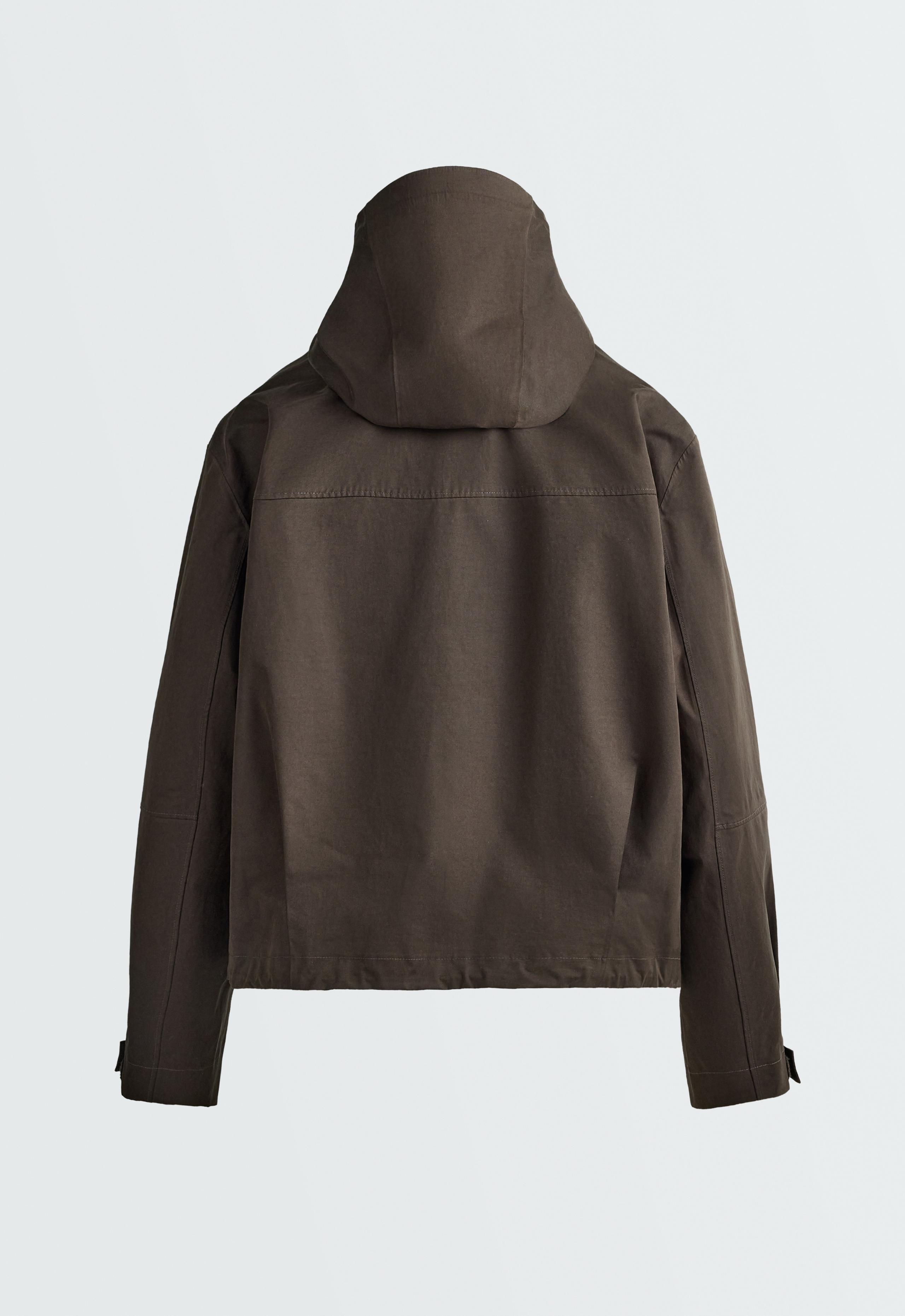 Short 10k waterproof canvas technical jacket - BROWN