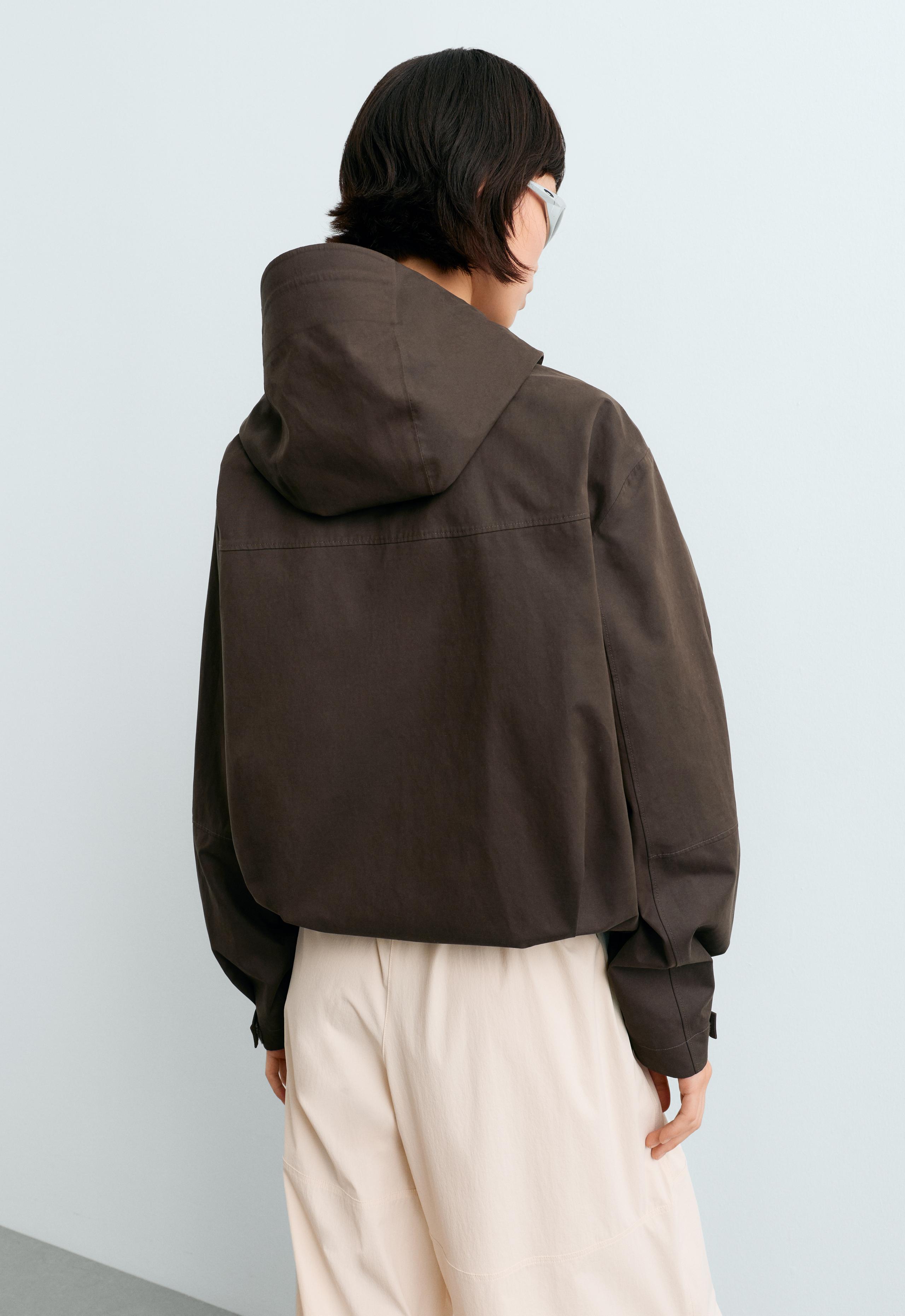 Short 10k waterproof canvas technical jacket - BROWN