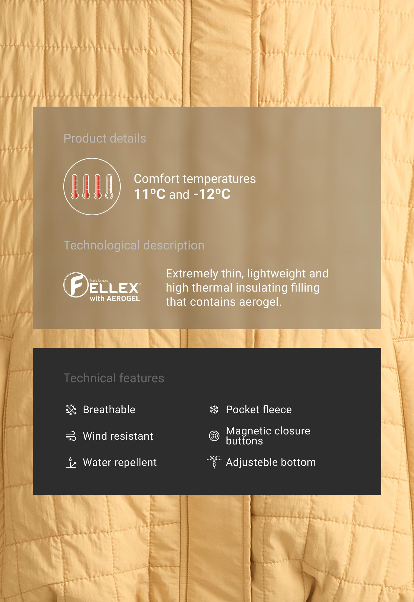 Short FELLEX® AEROGEL padded jacket - OCHRE