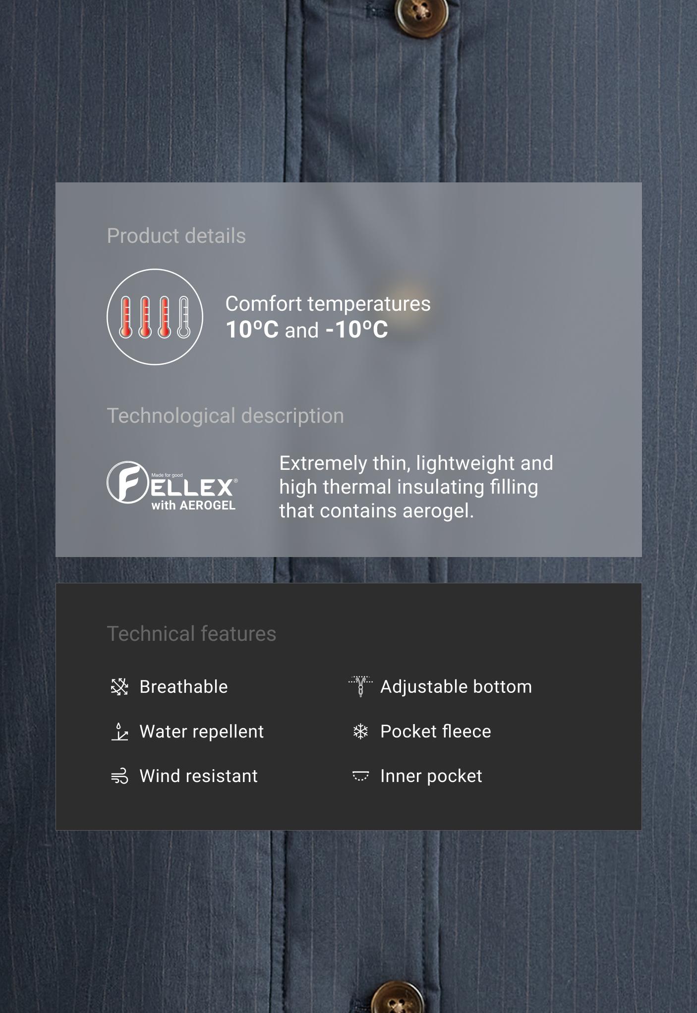 FELLEX® AEROGEL A-line canvas padded jacket - MAUVE-BLUE