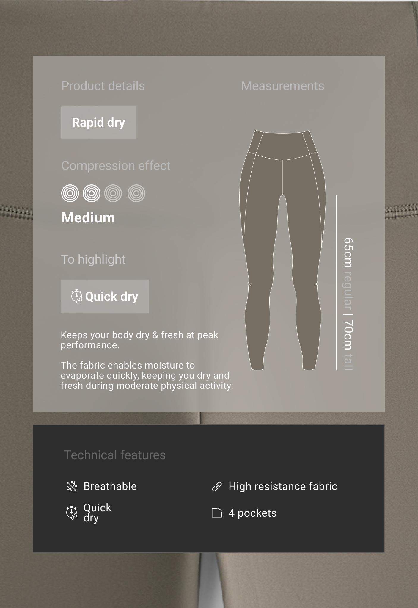 Ankle-length High rise Rapid Dry leggings with pockets - CHARCOAL GREY