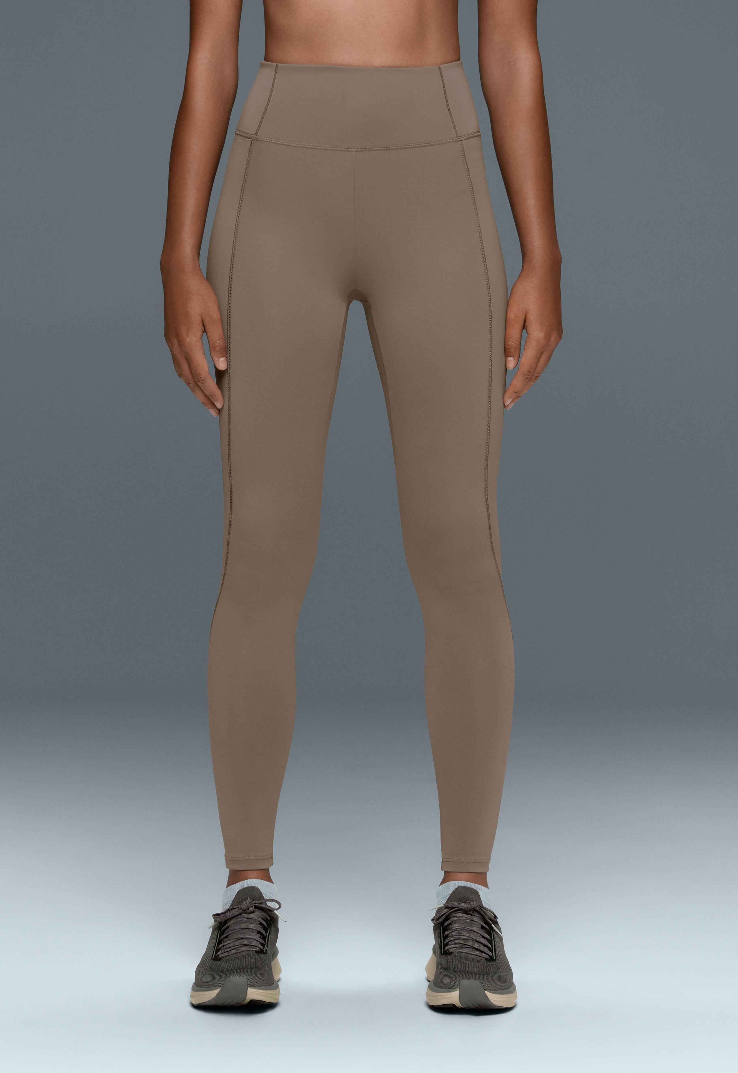 Ankle-length High rise Rapid Dry leggings with pockets - DARK MINK