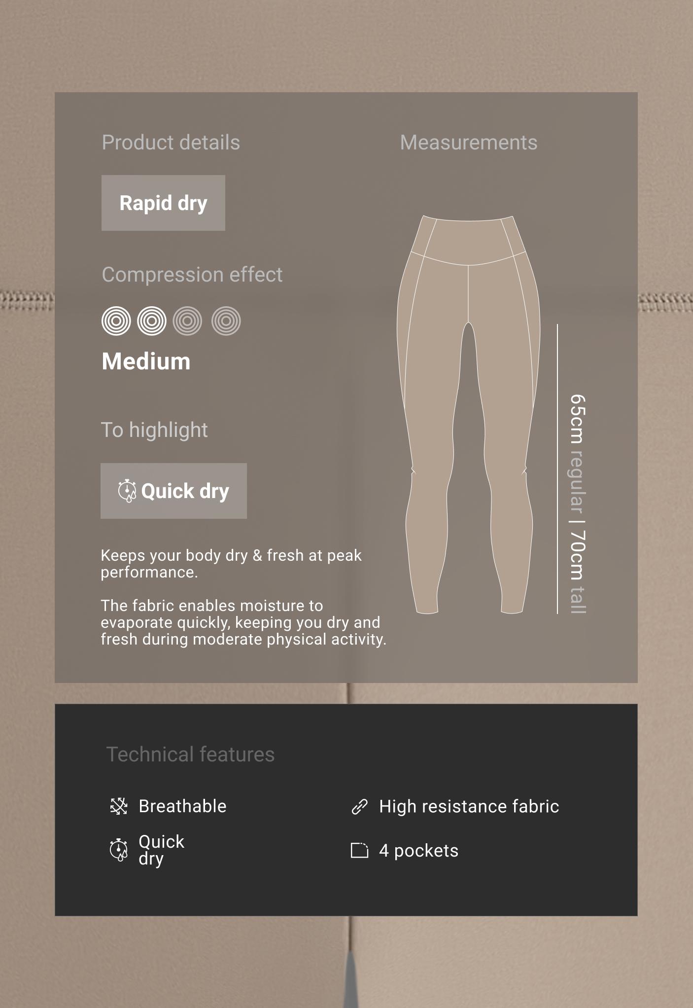 Ankle-length High rise Rapid Dry leggings with pockets - DARK MINK