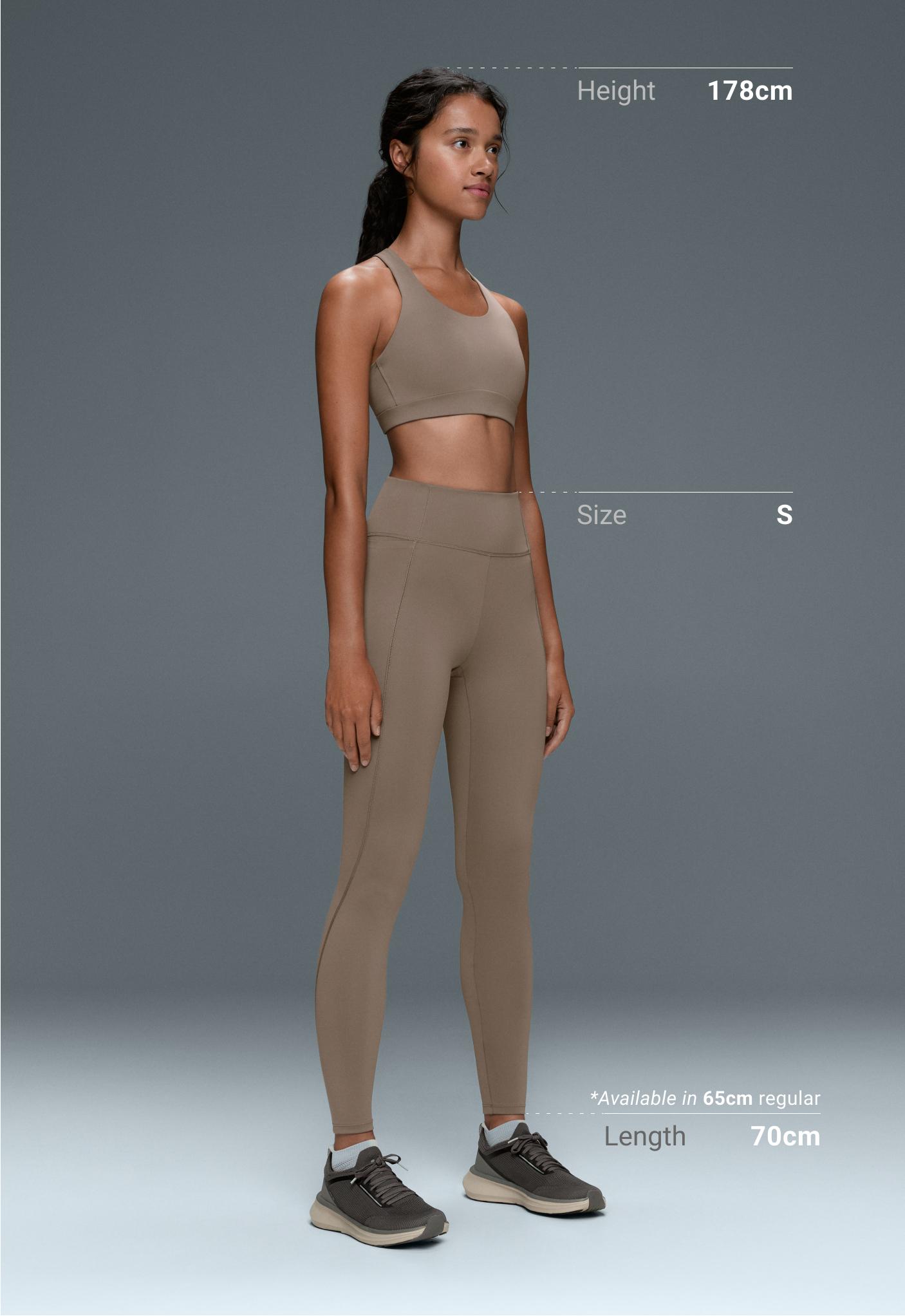 Ankle-length High rise Rapid Dry leggings with pockets - DARK MINK