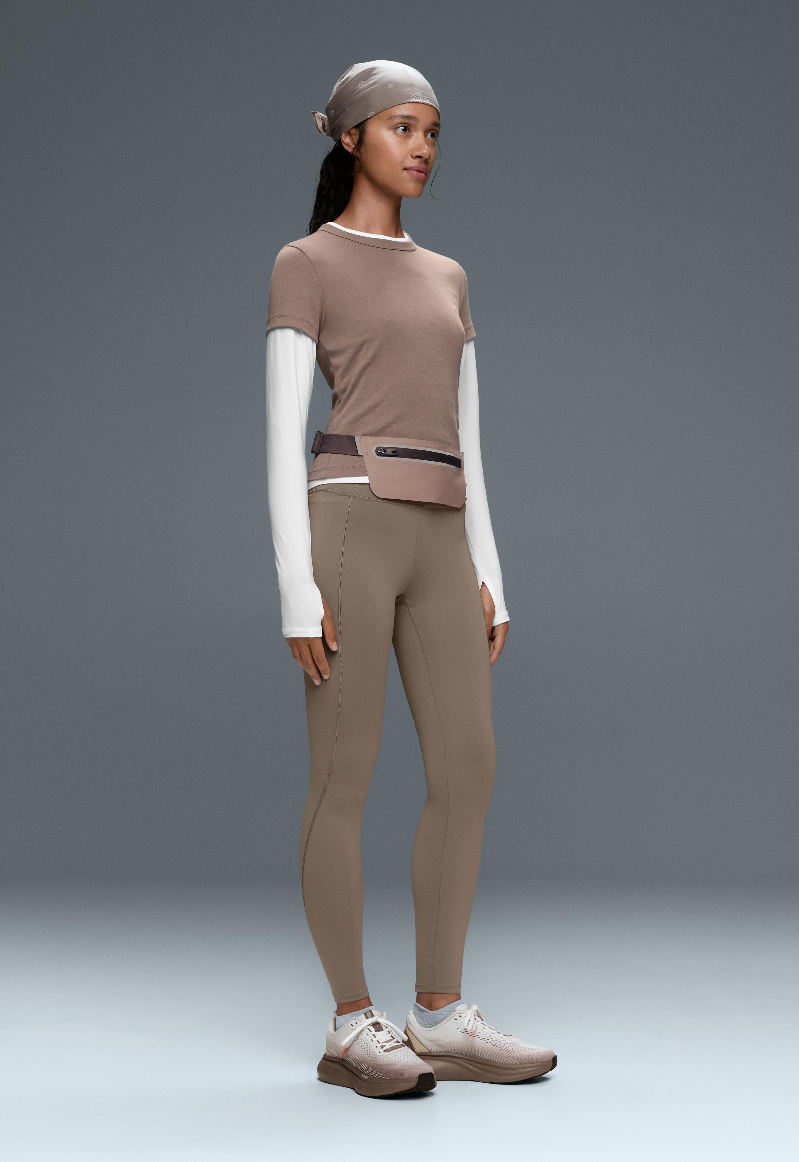 Ankle-length High rise Rapid Dry leggings with pockets - DARK MINK