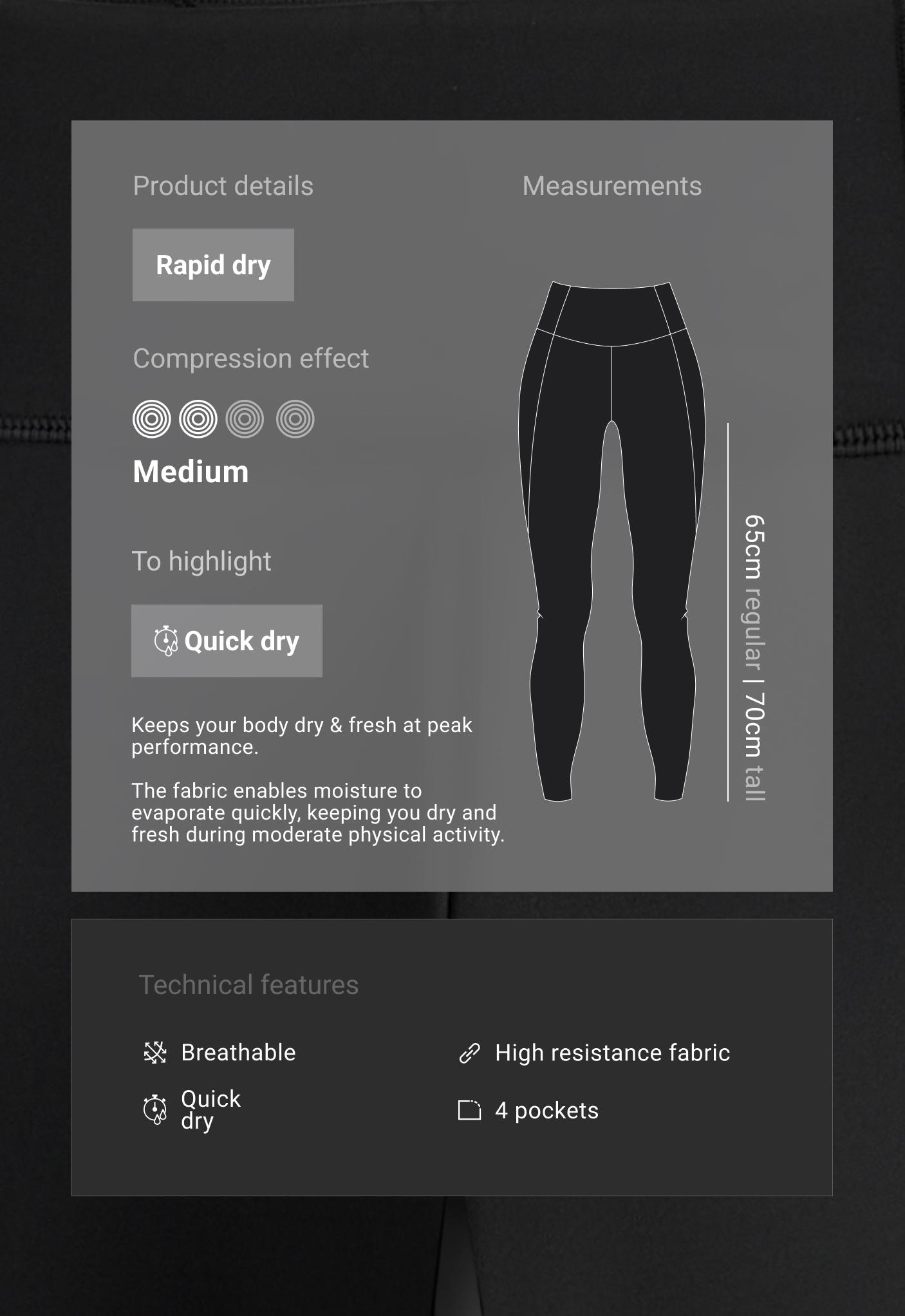 Ankle-length High rise Rapid Dry leggings with pockets - BLACK