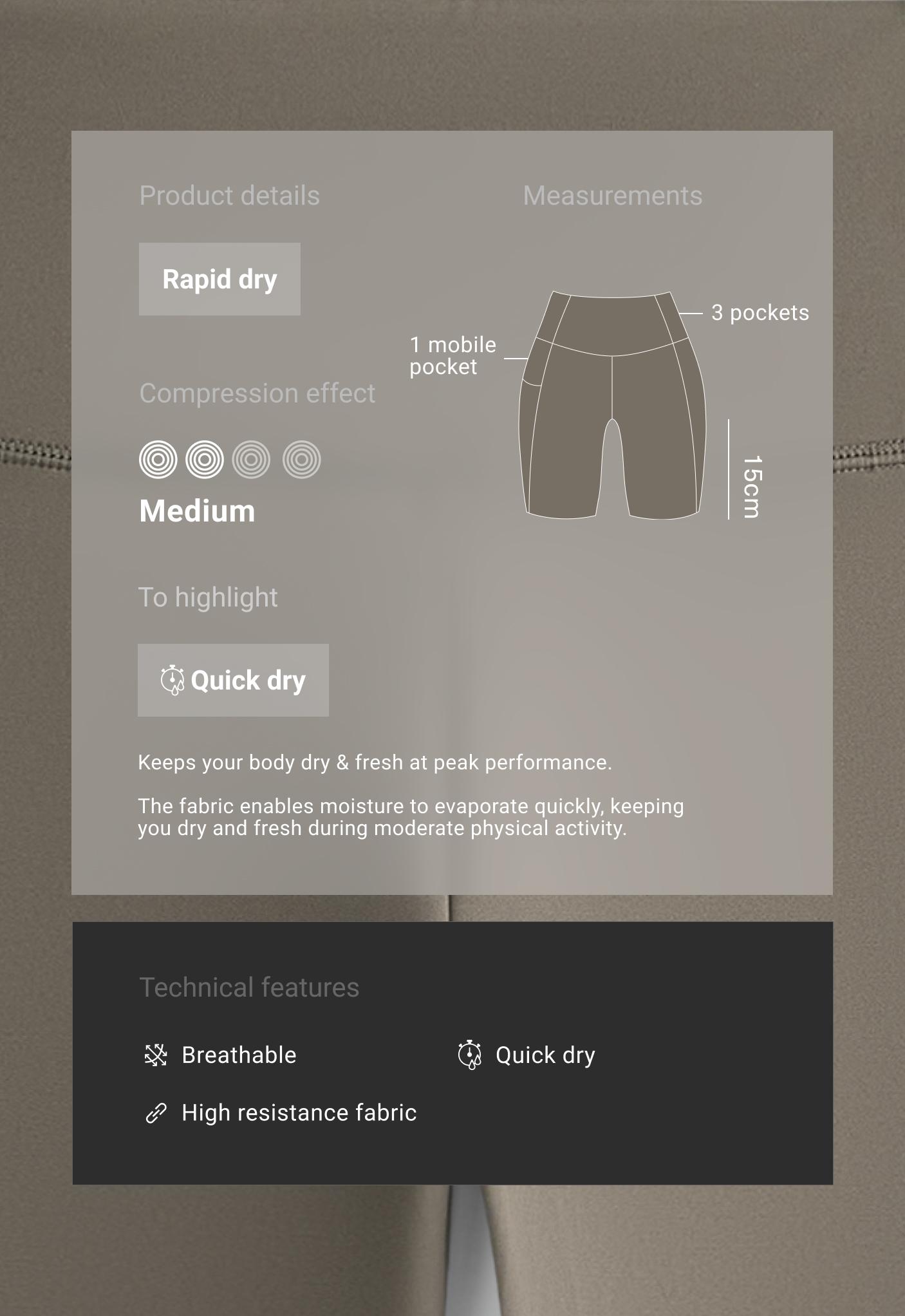 Rapid Dry High rise 15cm cycle leggings with pockets - CHARCOAL GREY