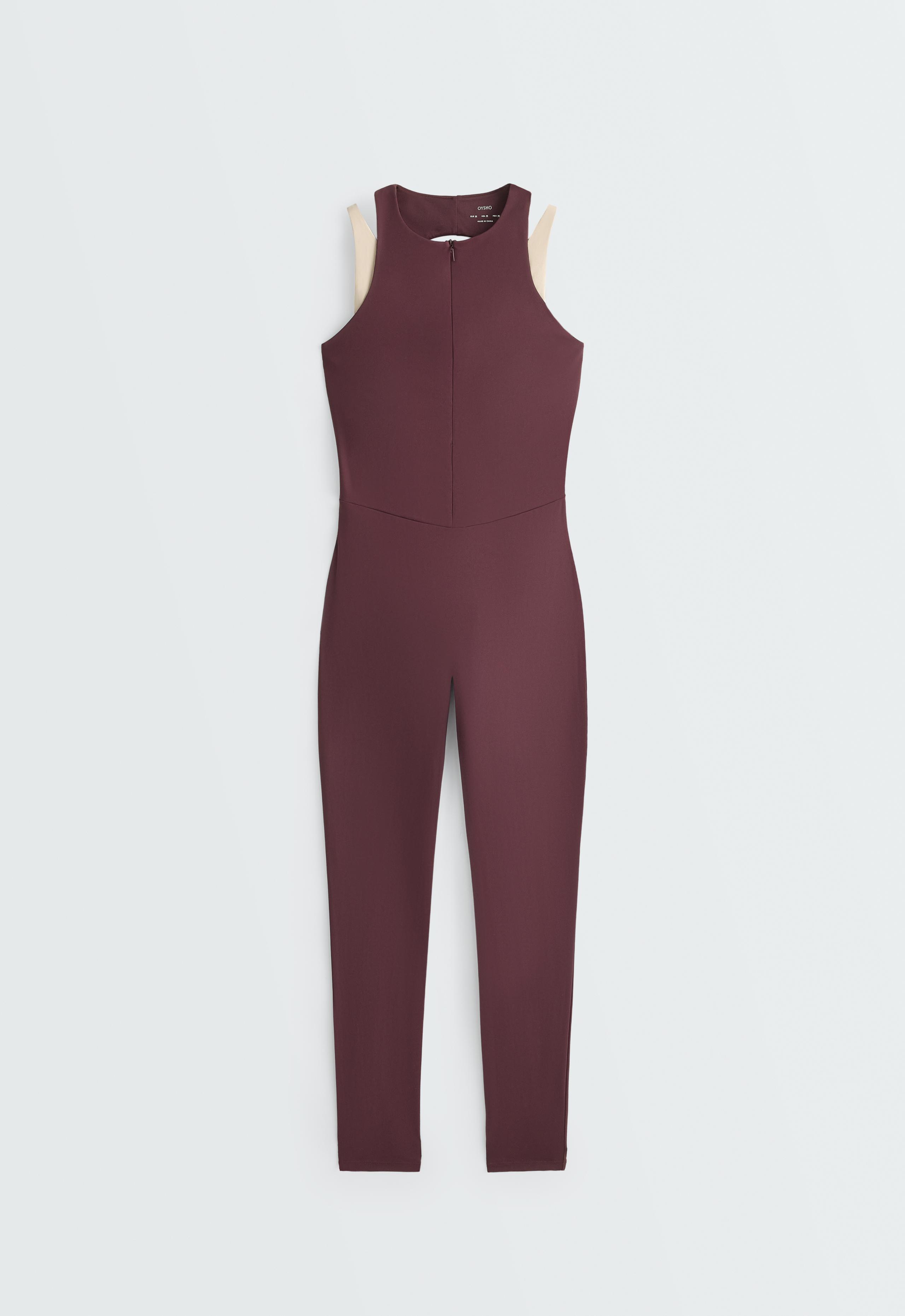 Comfortlux contrast layer long jumpsuit - PLUM