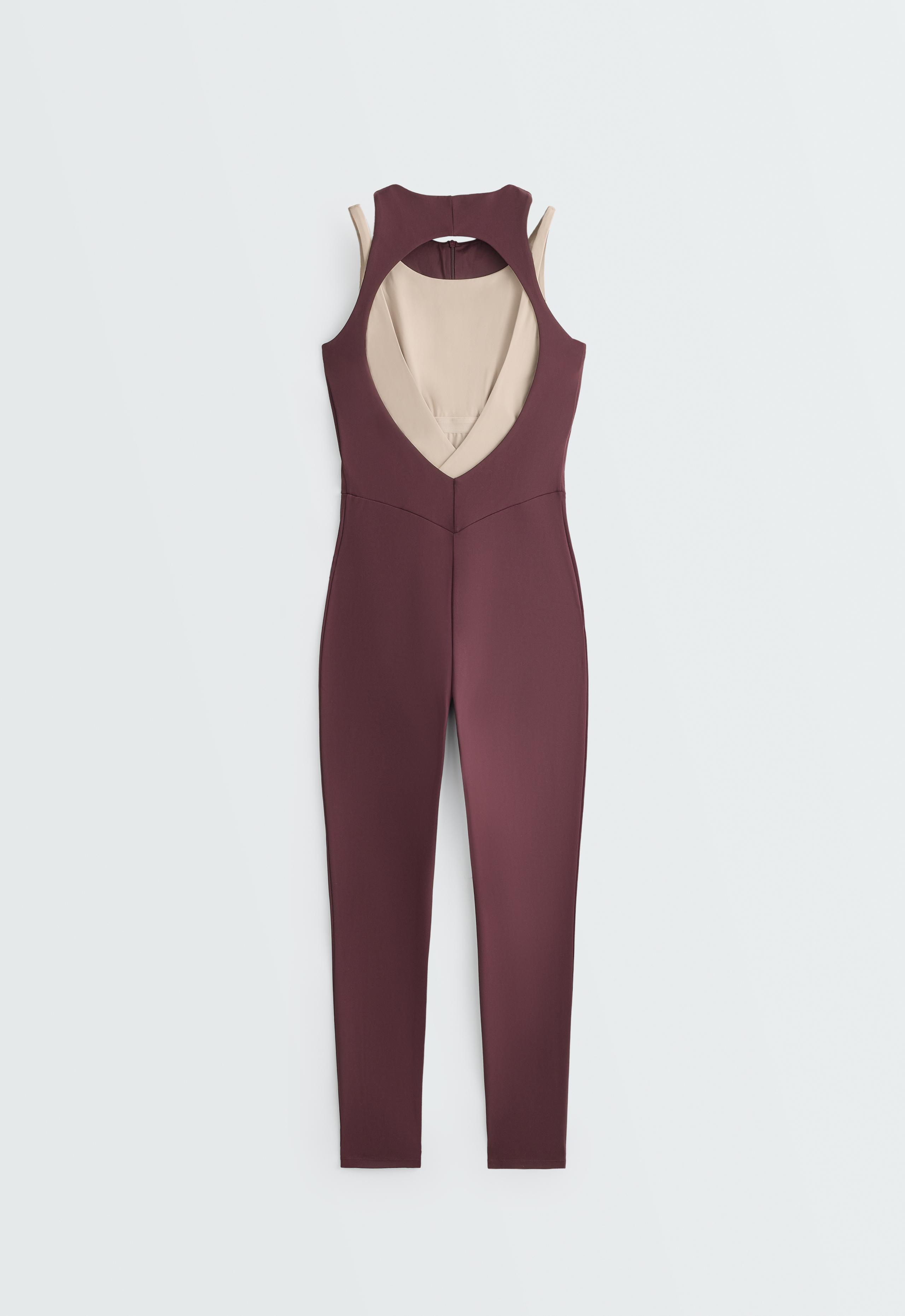 Comfortlux contrast layer long jumpsuit - PLUM