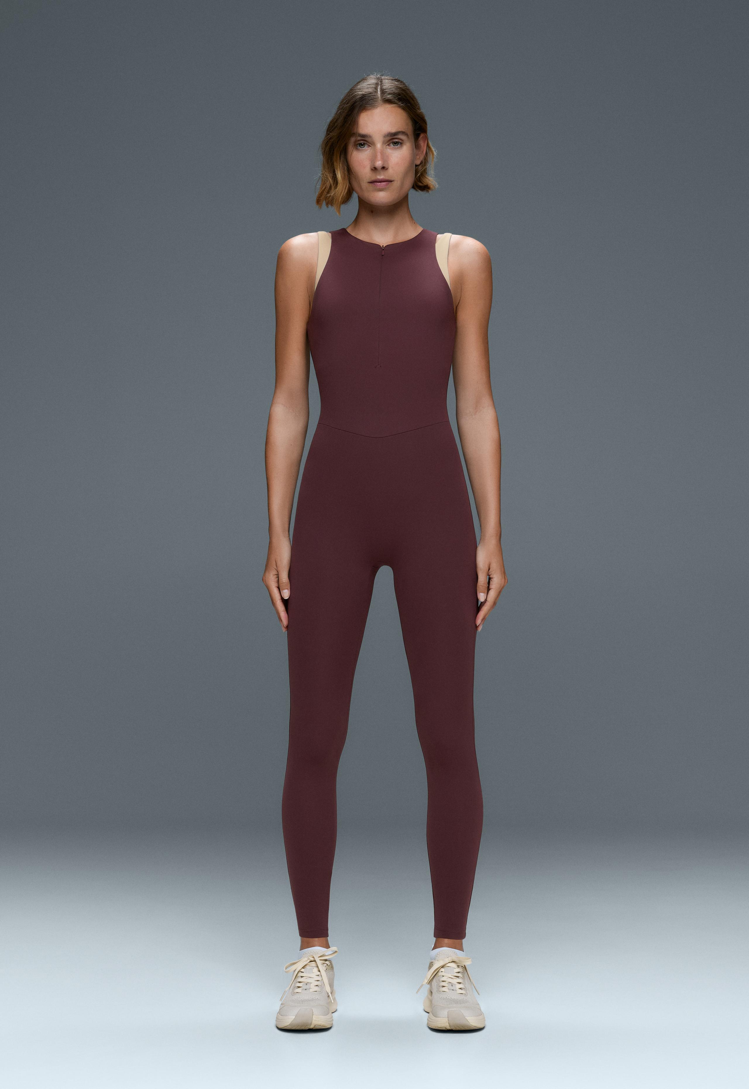 Comfortlux contrast layer long jumpsuit - PLUM