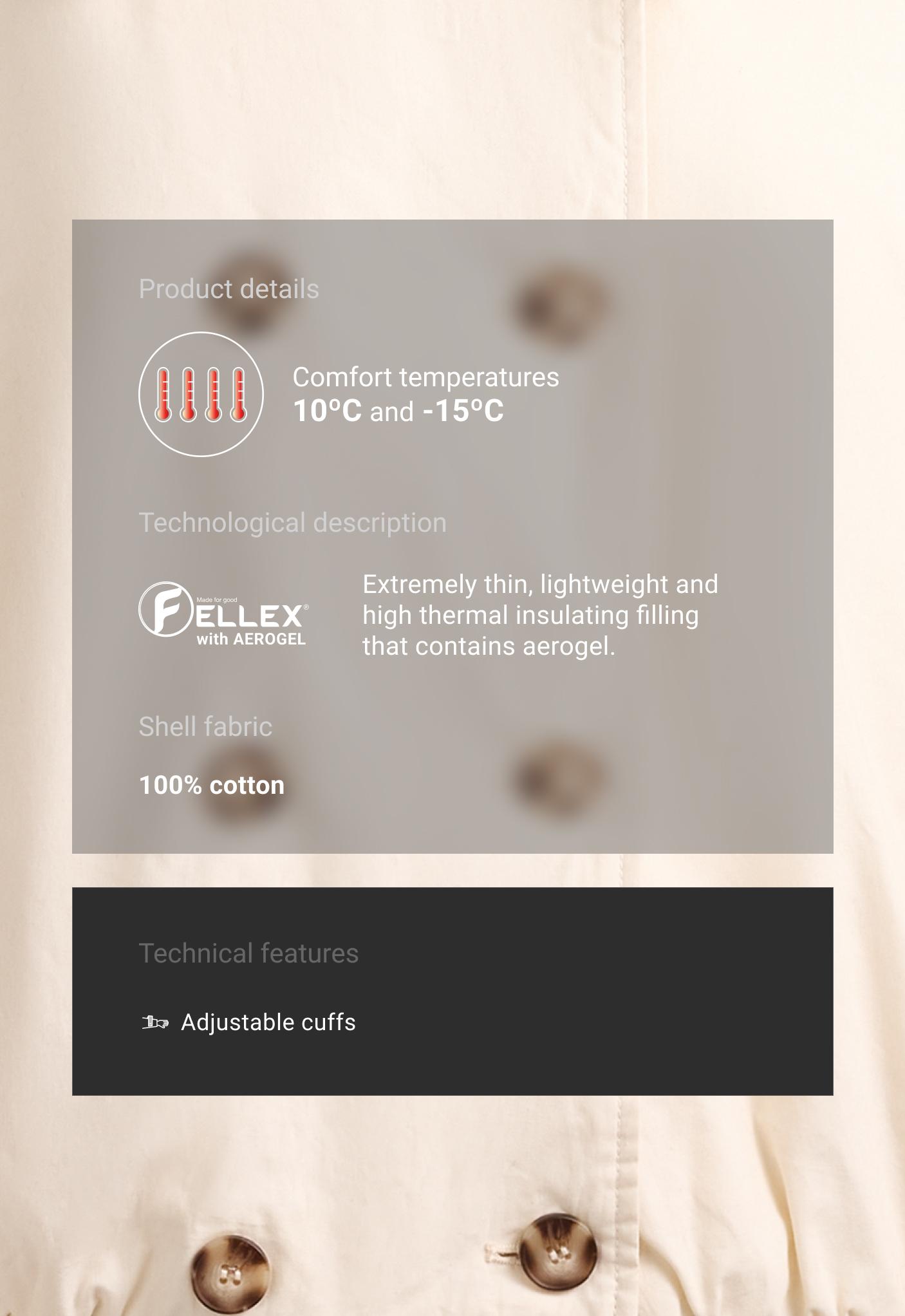 Short FELLEX® AEROGEL padded balloon jacket - ECRU