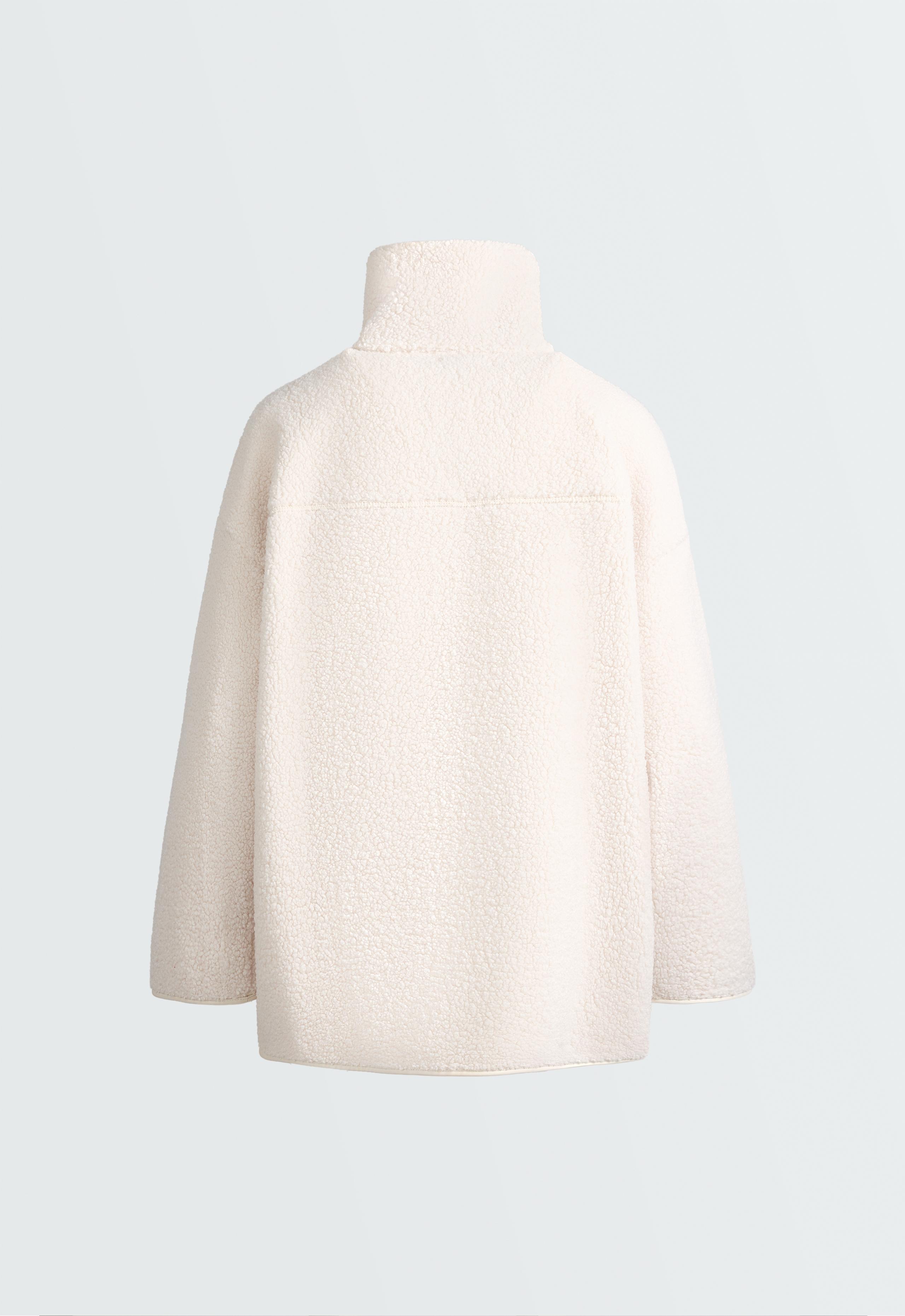 High-neck faux-shearling jacket - ECRU