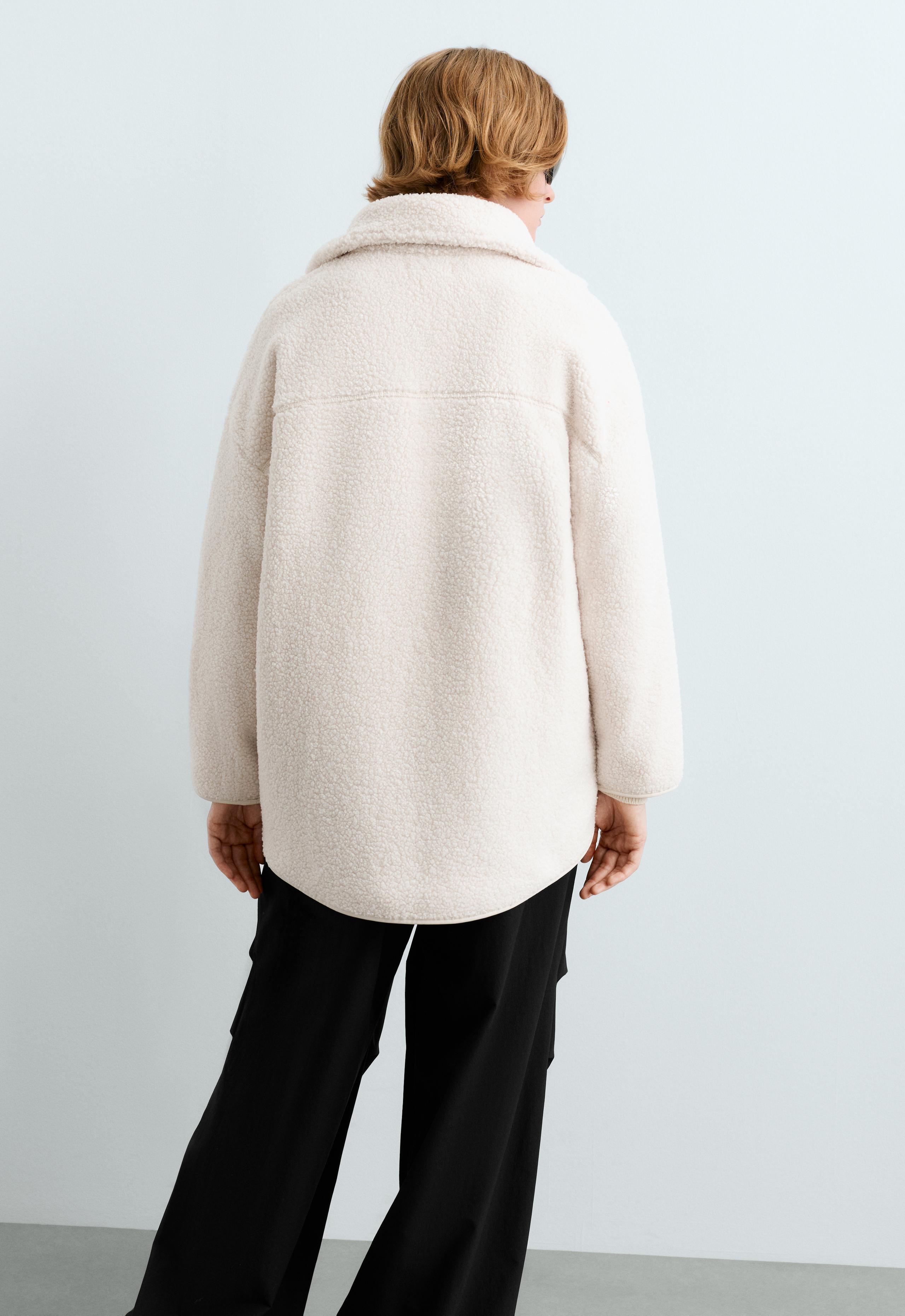 High-neck faux-shearling jacket - ECRU