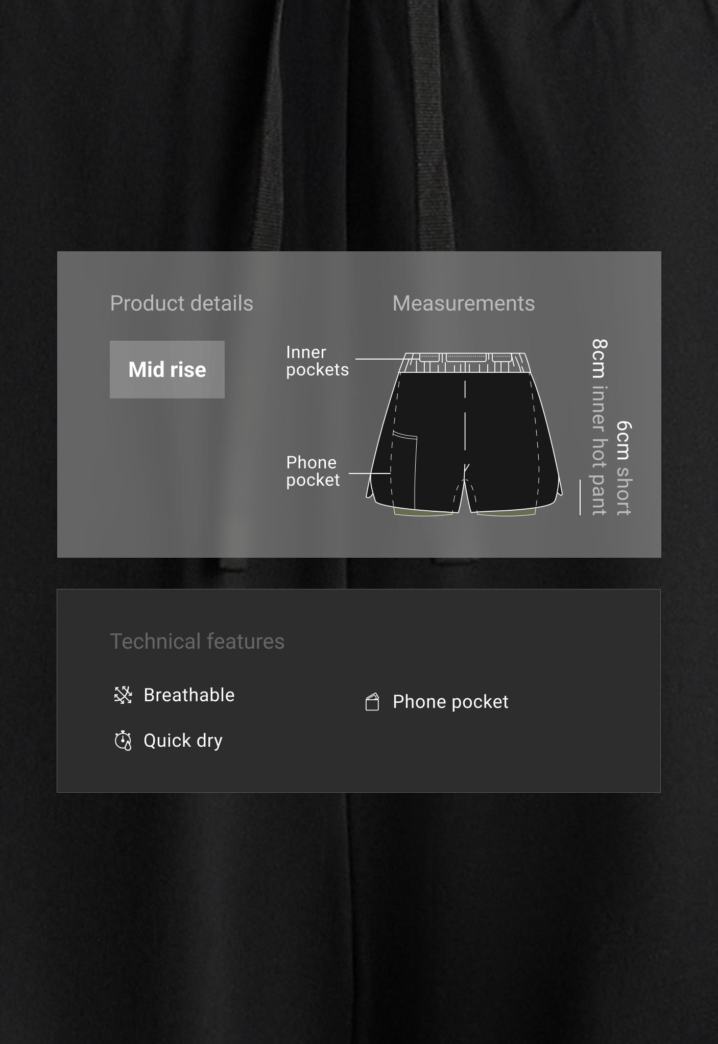 Light Touch mid rise 2-in-1 shorts - BLACK