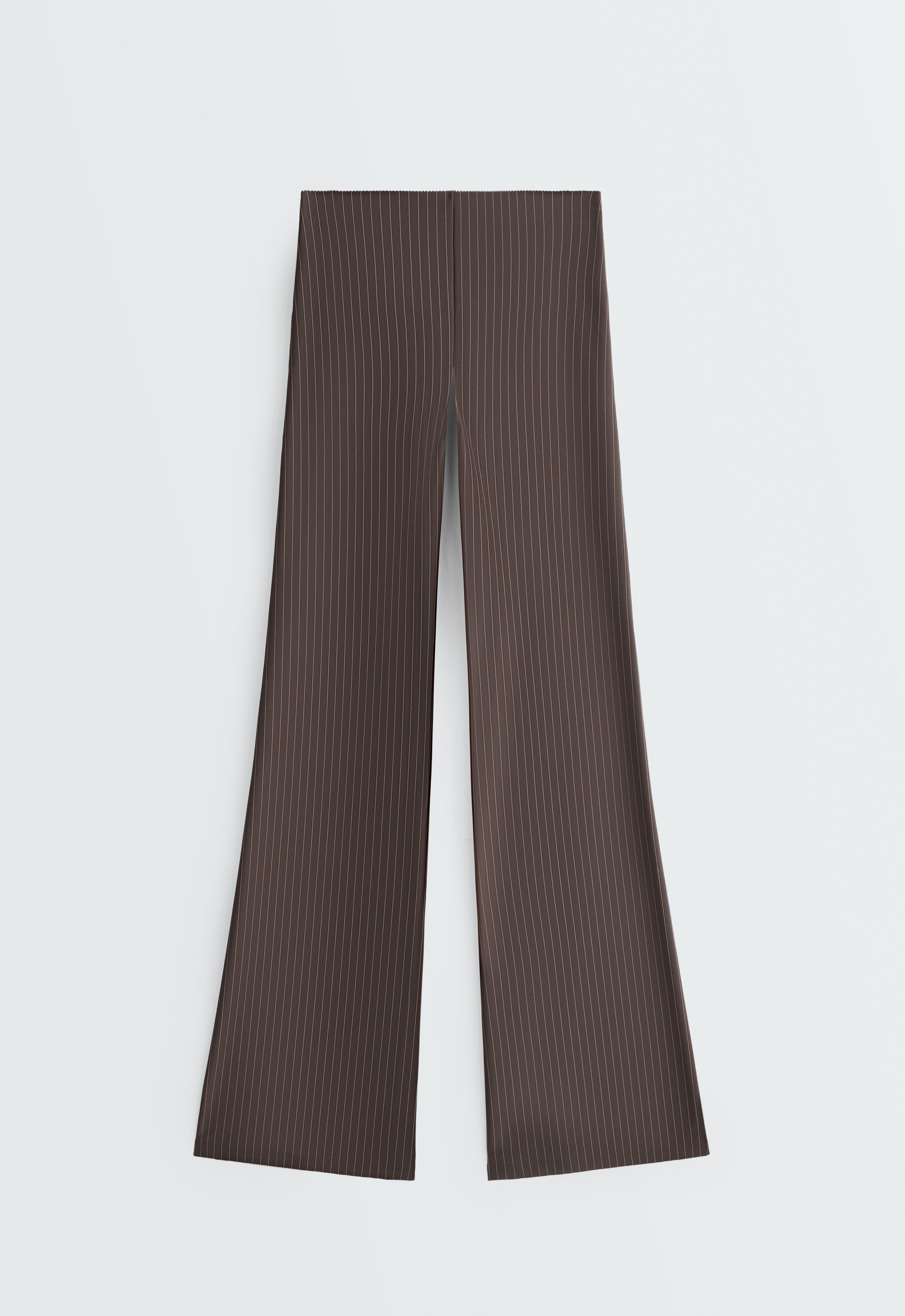 Pinstripe High-Rise Compressive Core Control Flare Trousers - BROWN