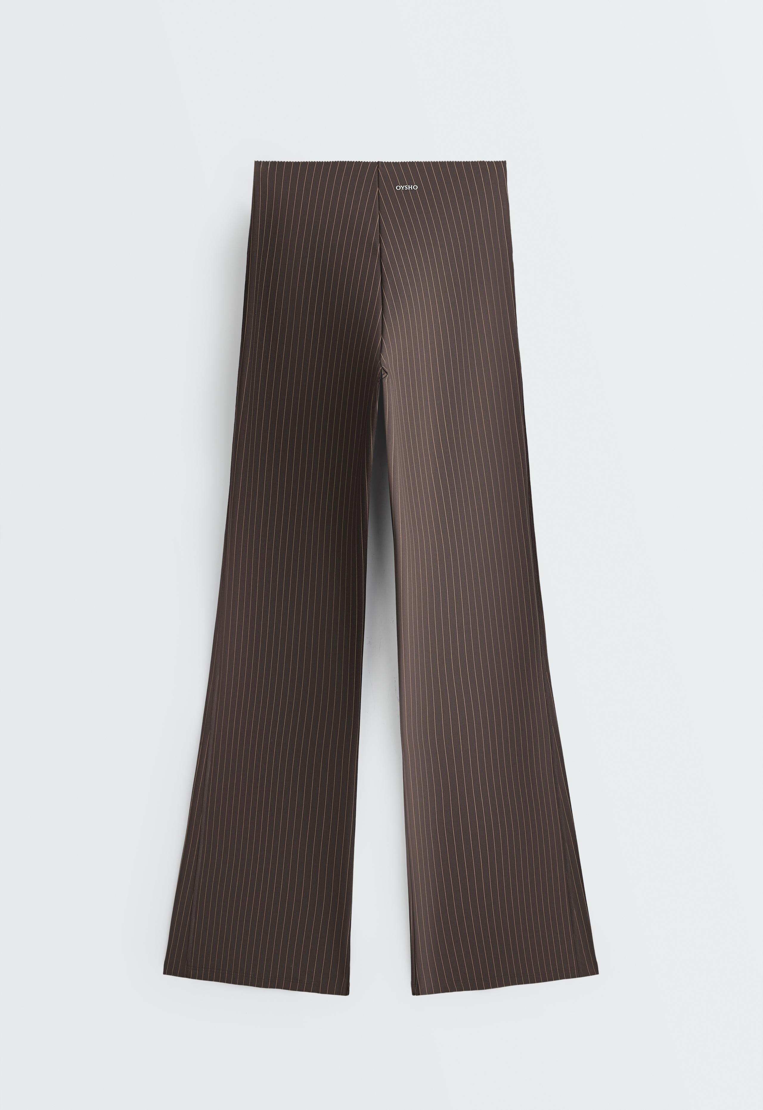 Pinstripe High-Rise Compressive Core Control Flare Trousers - BROWN