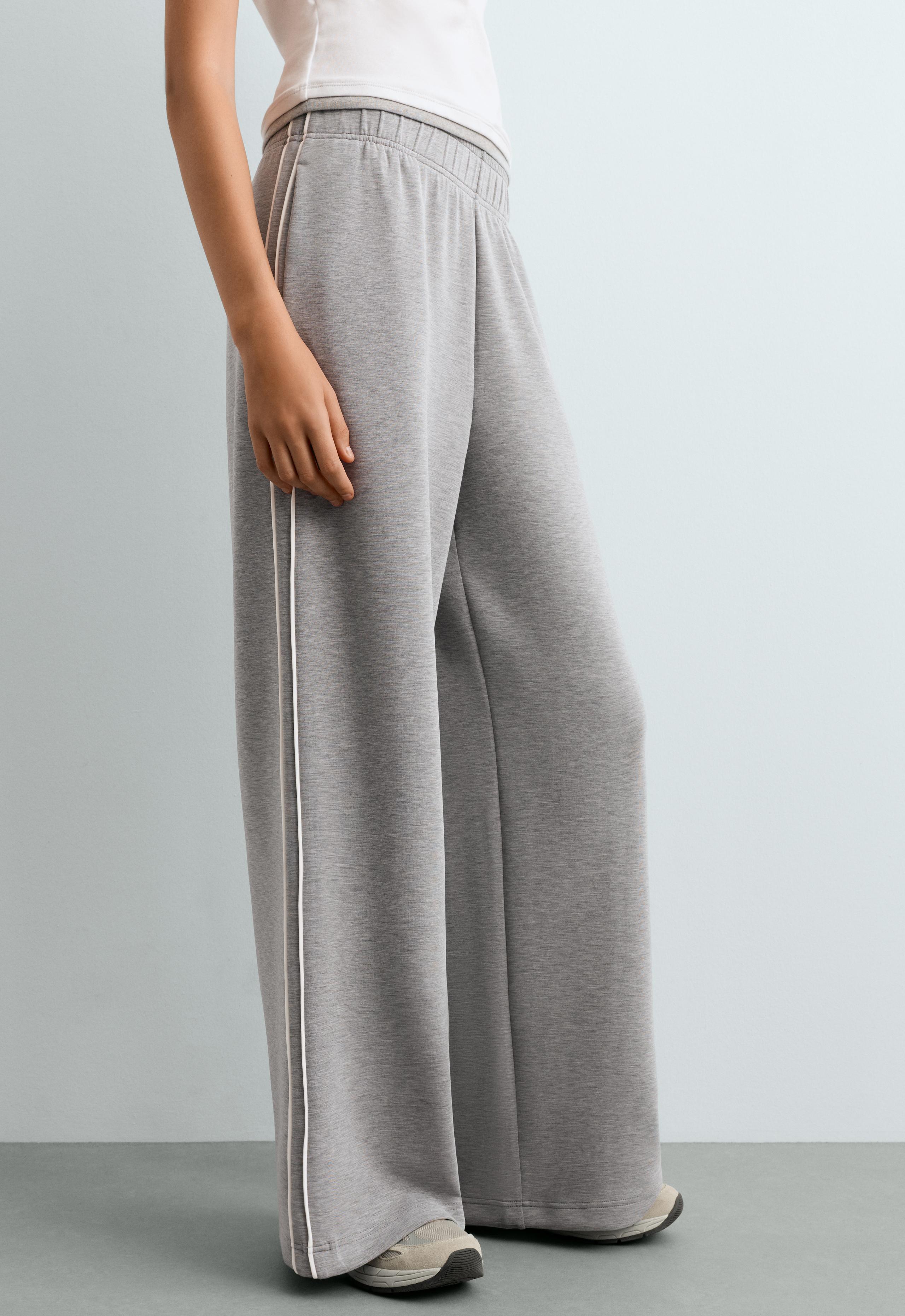 Wide-leg trousers with modal and Piping - MARL