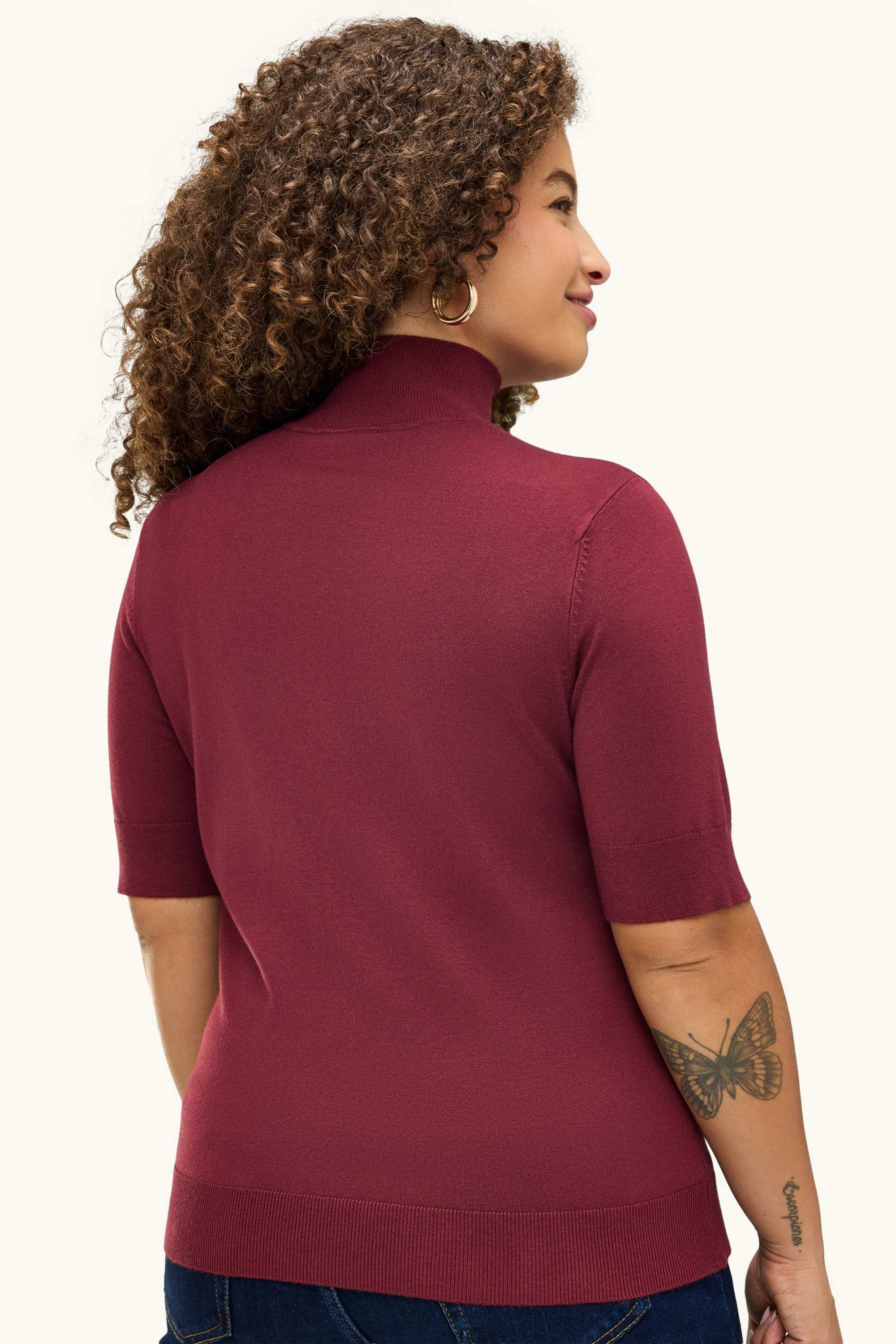 Knitted jumper - short sleeve bordeaux
