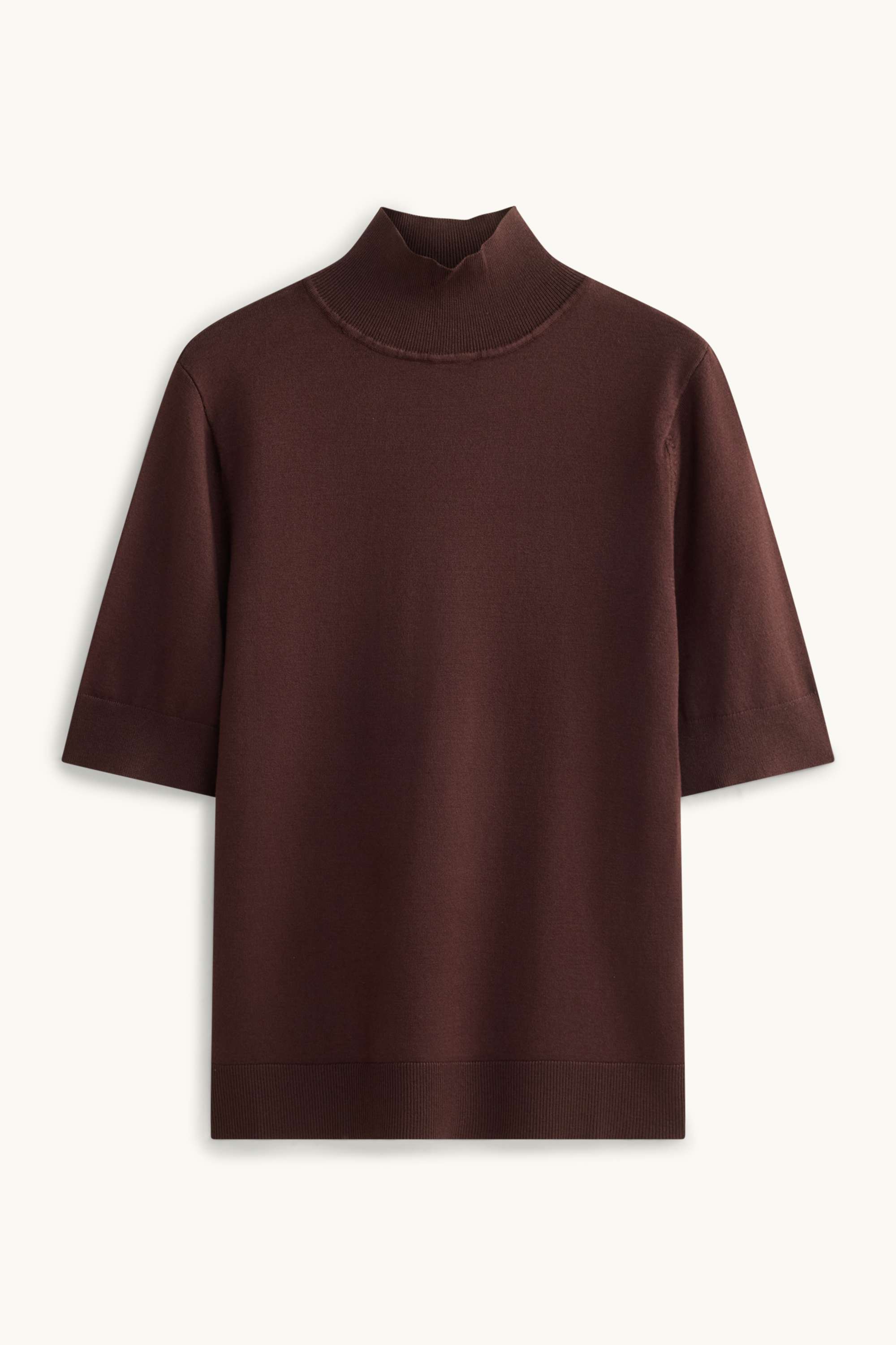 Knitted jumper - short sleeve dark brown