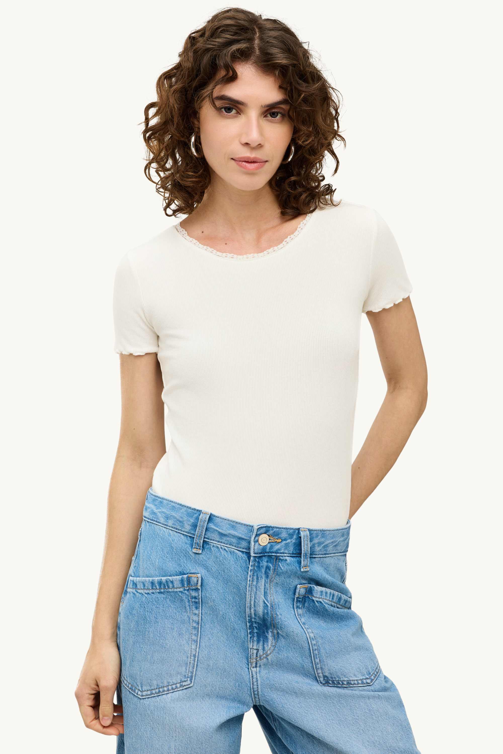 T-shirt - relaxed fit - ribbed white