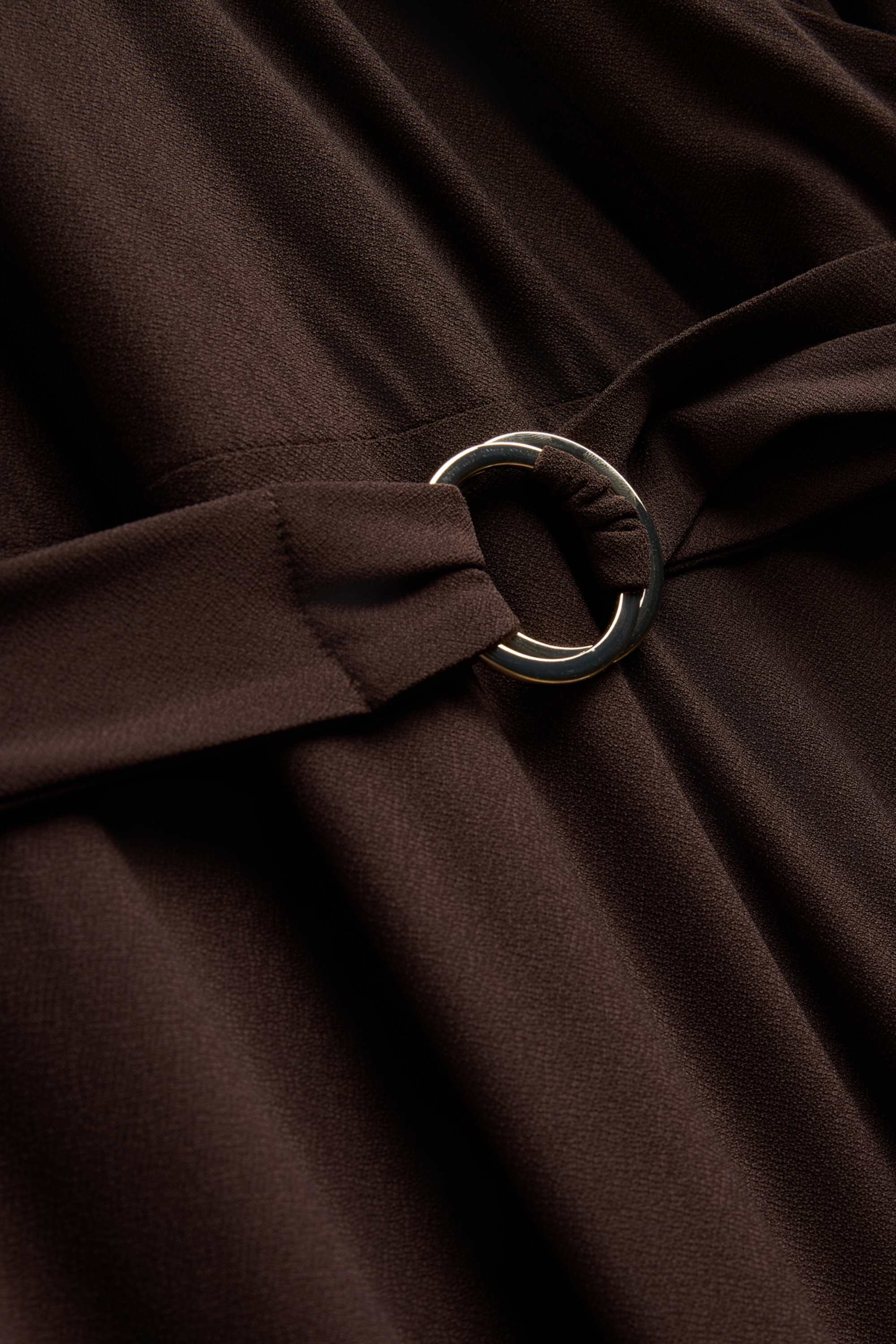 Fit & flare dress with belt dark brown