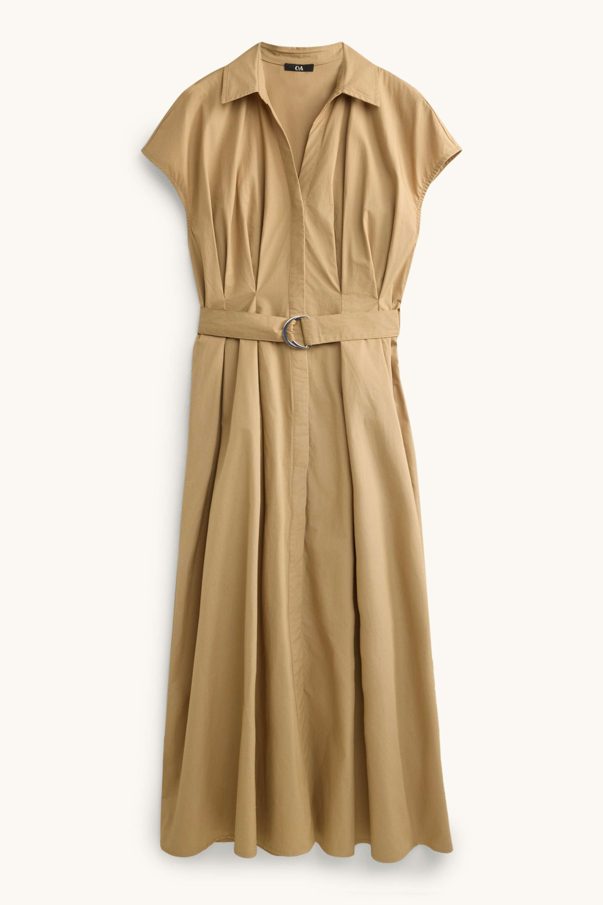 Dress with belt - straight fit beige