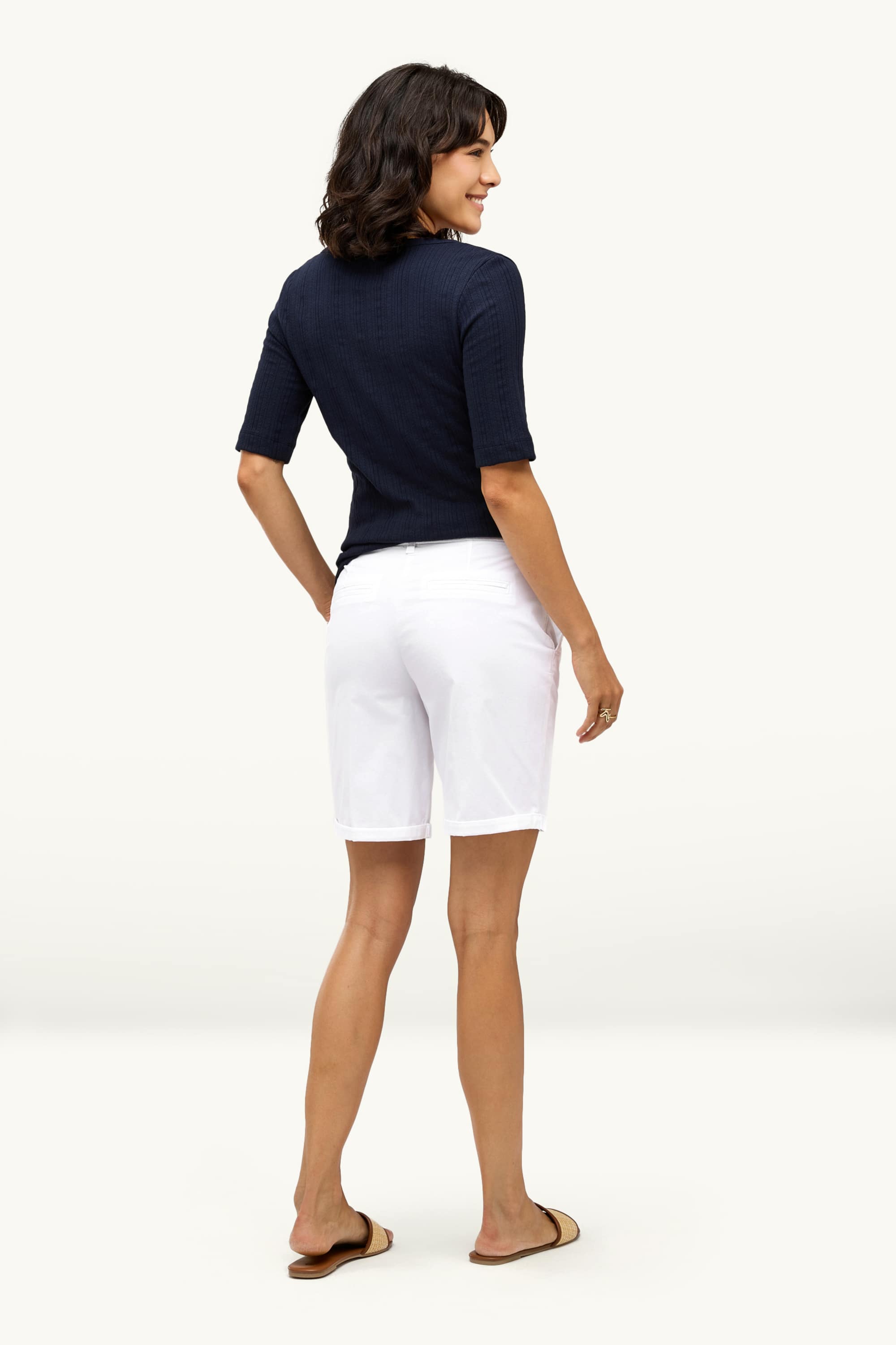 Basic Bermuda shorts - mid-rise waist white (5)