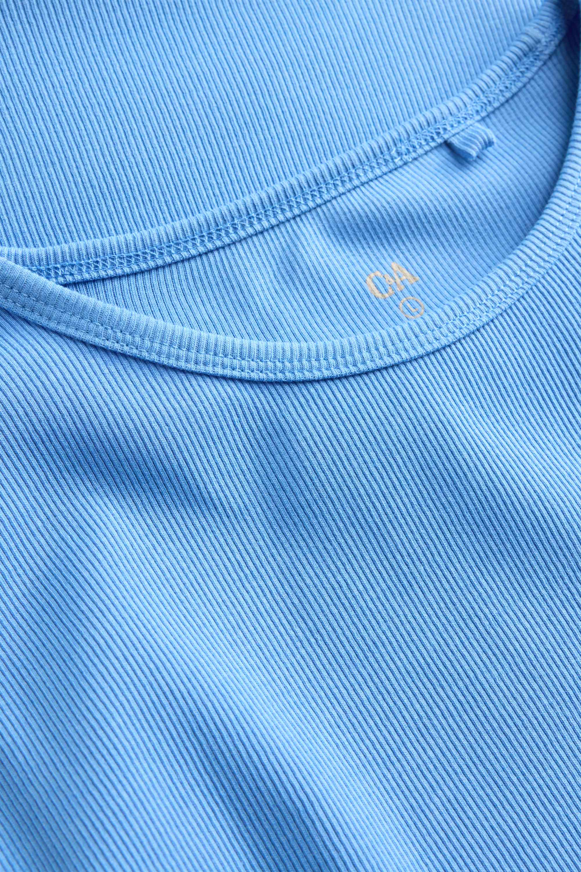 T-shirt - slim fit - ribbed blue