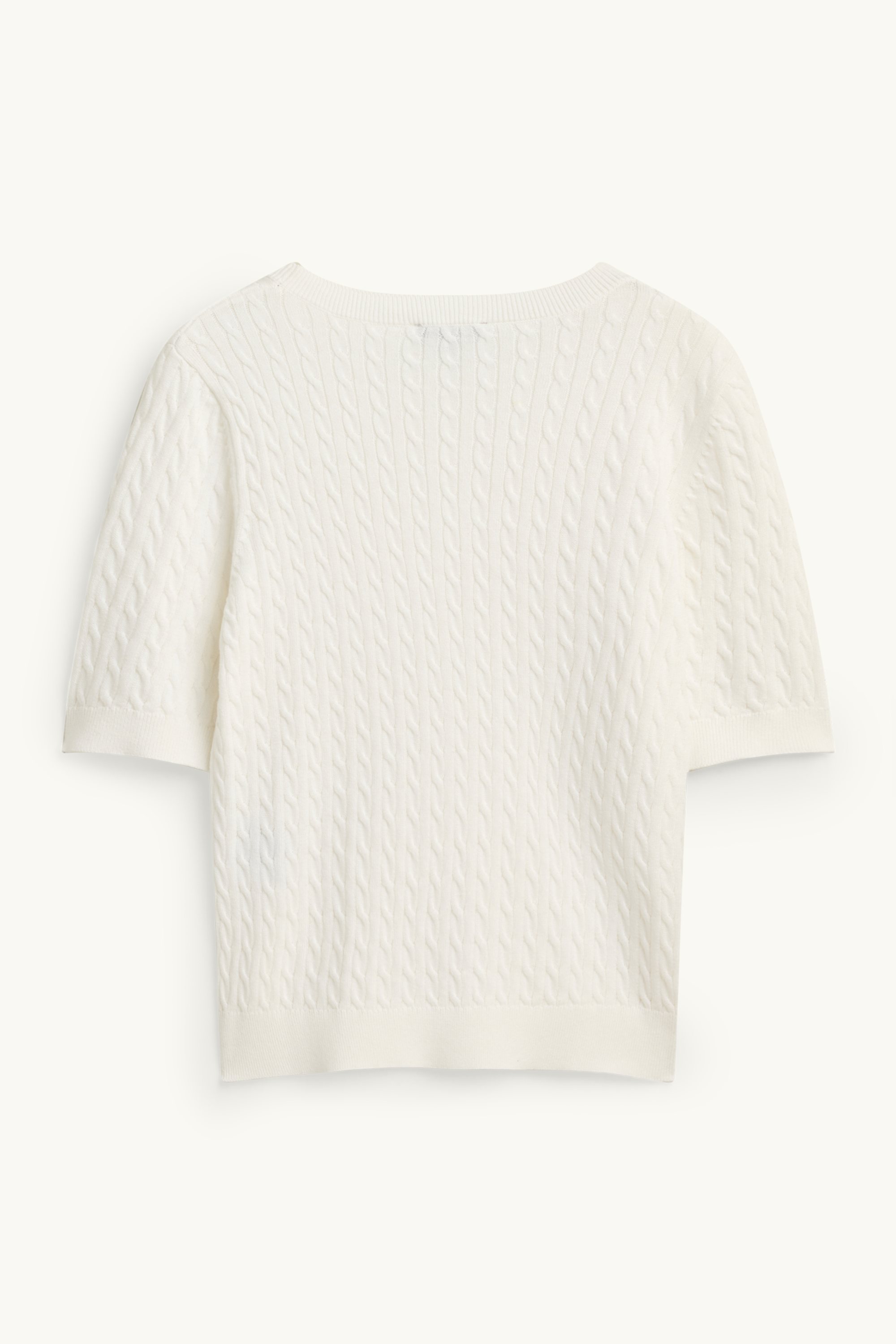 Knitted jumper - short sleeve - cable knit pattern cremewhite