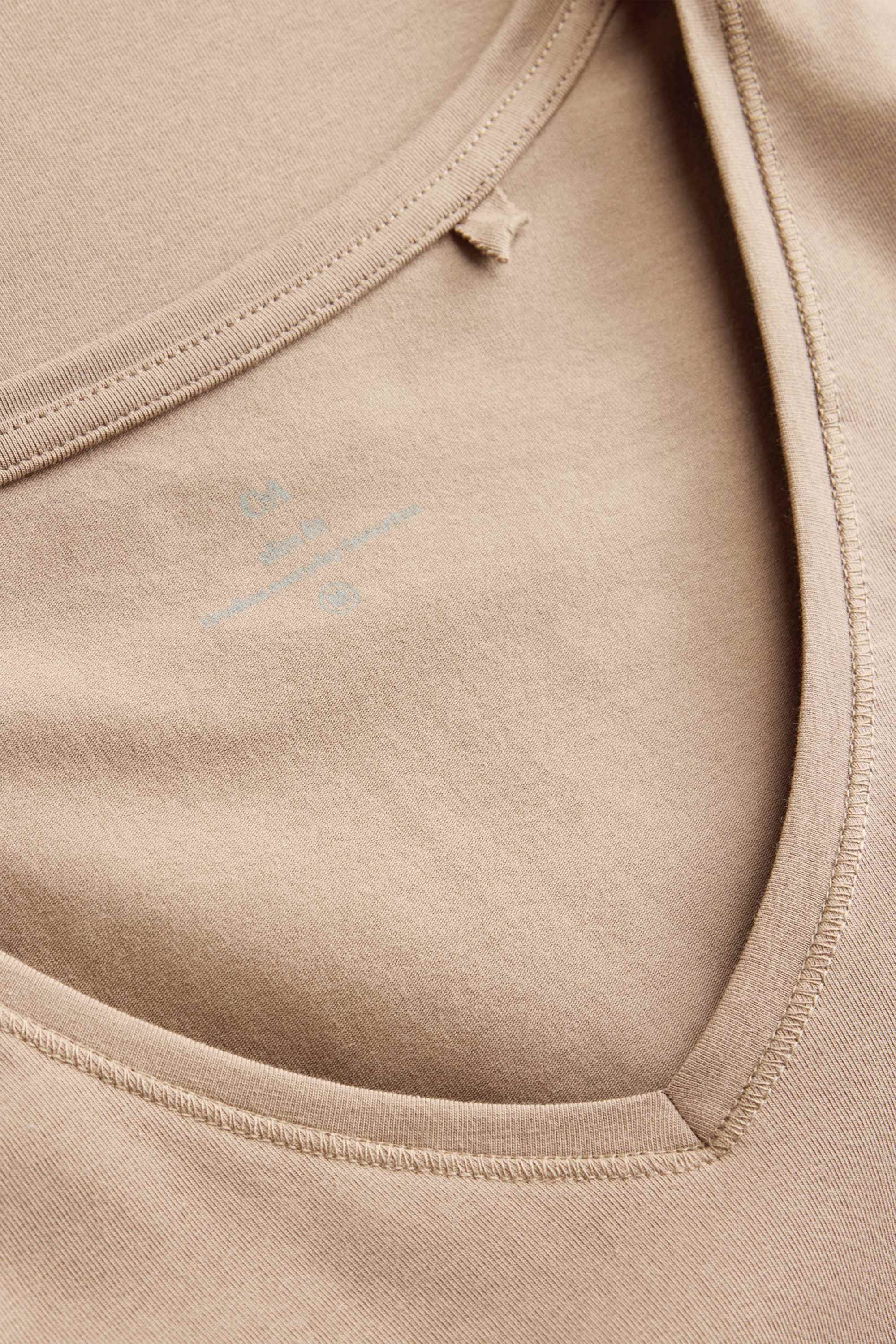 V-neck T-shirt - slim fit light brown