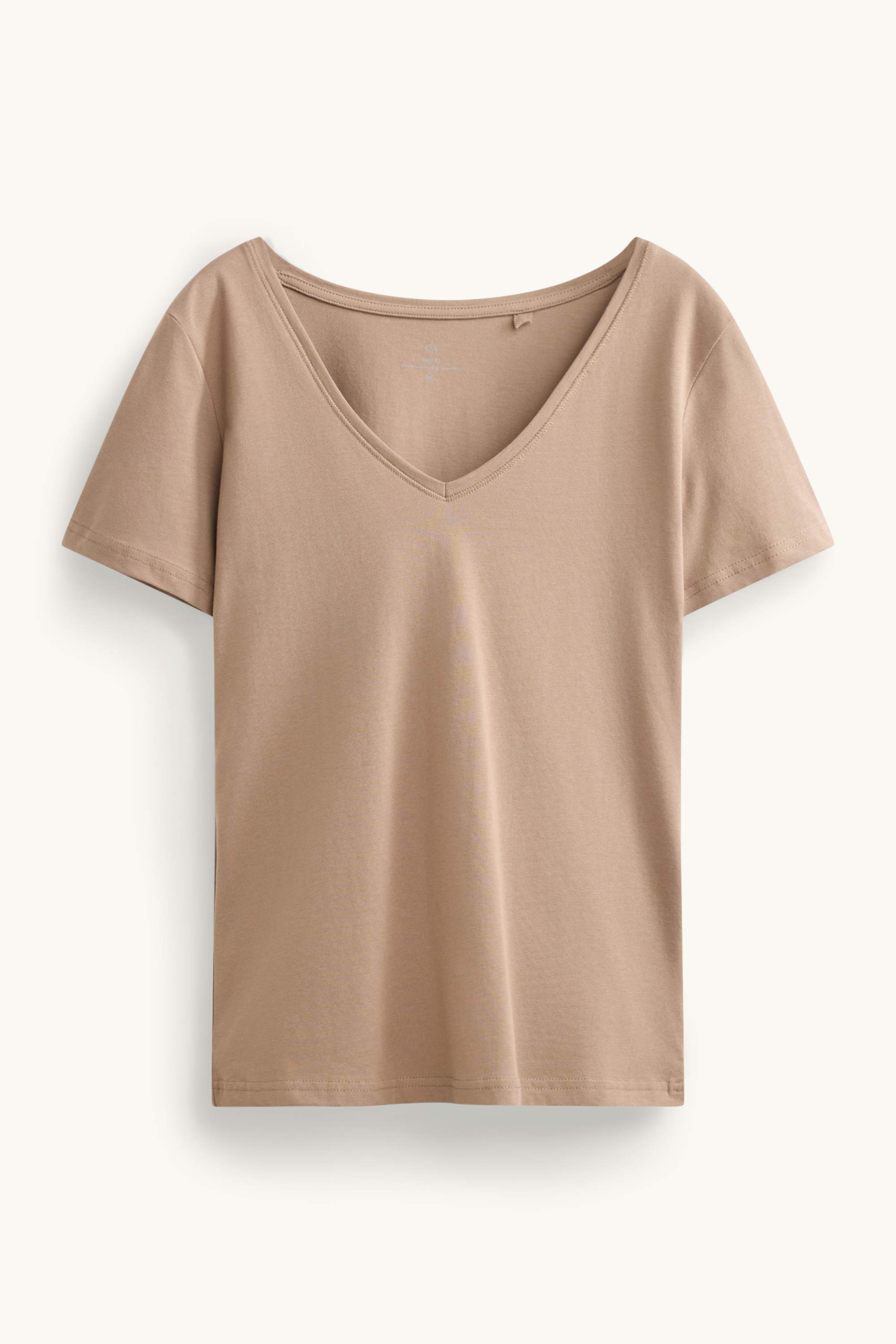 V-neck T-shirt - slim fit light brown