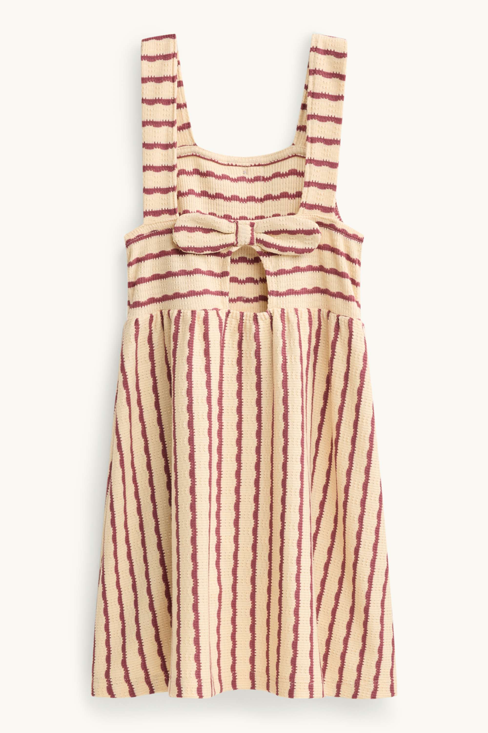 Knitted dress - striped beige / bordeaux