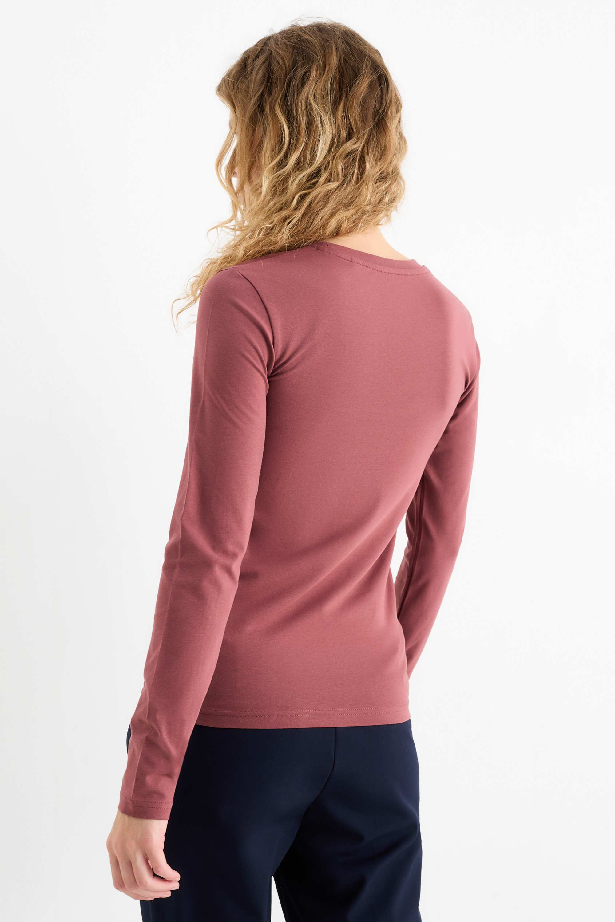 Long sleeve top - slim fit bordeaux