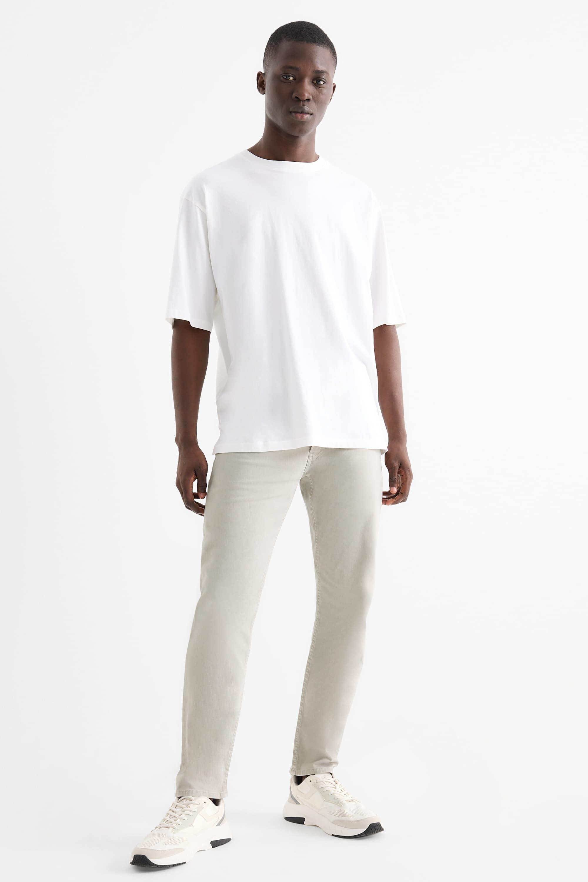 Trousers - slim fit - LYCRA® light gray