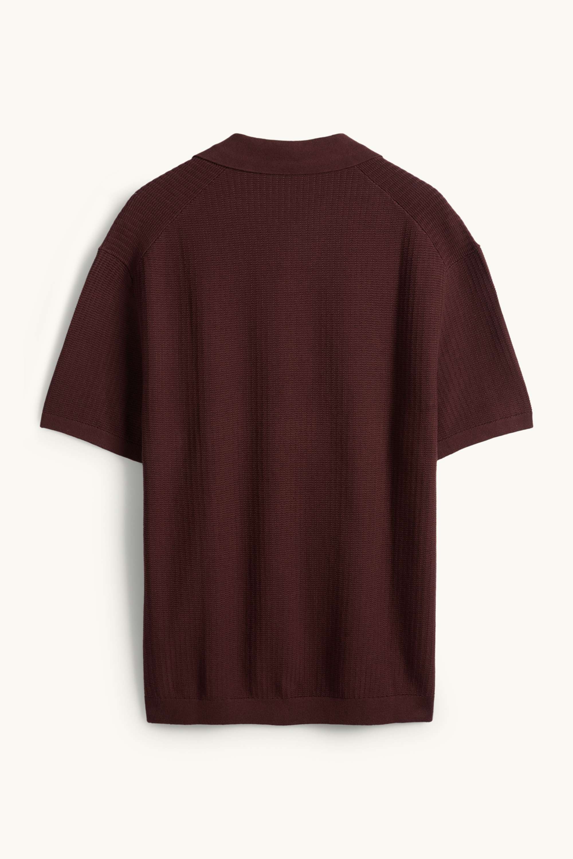 Knitted polo shirt - relaxed fit - textured bordeaux