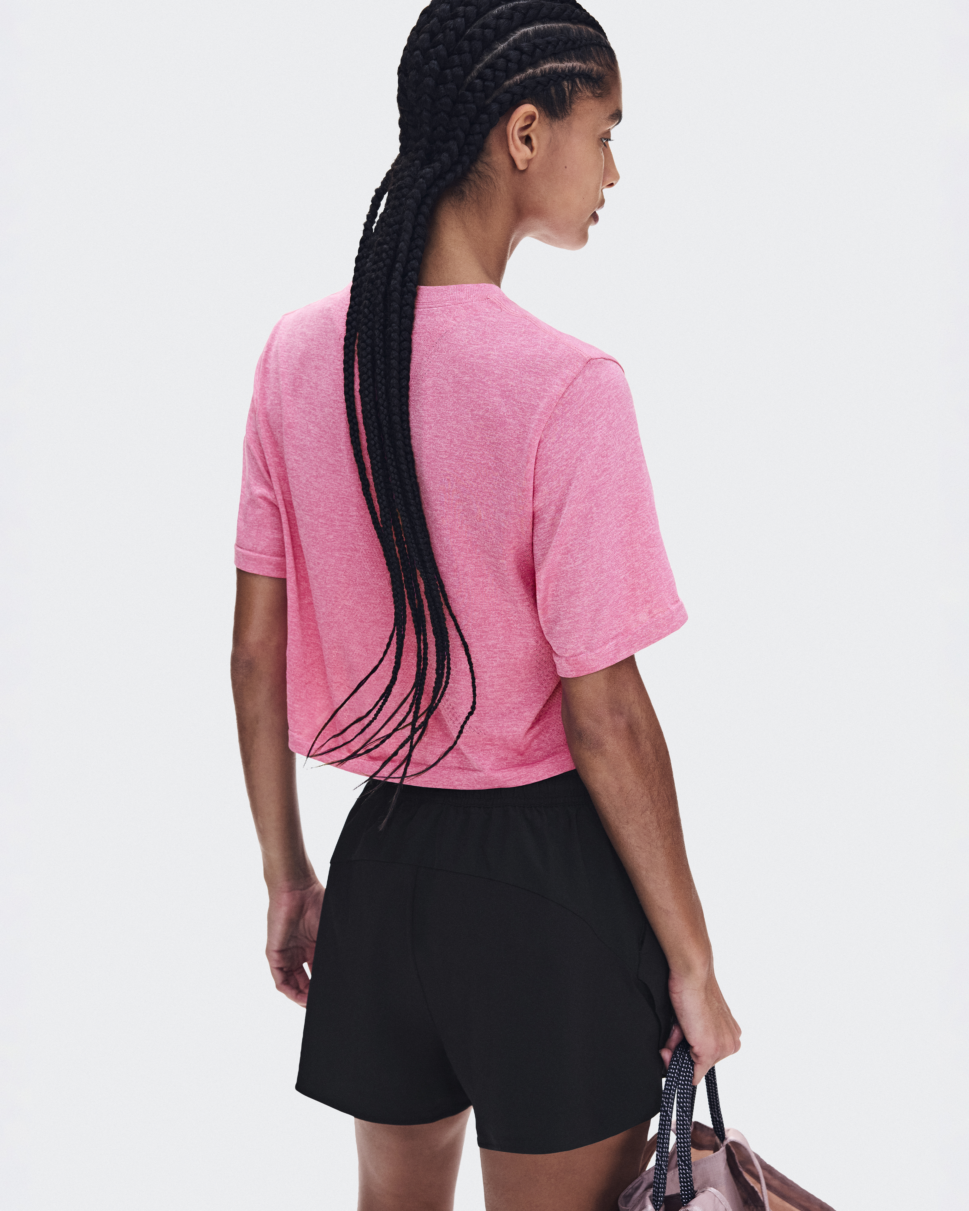Train Flex-T Crop - Bubblegum Heather