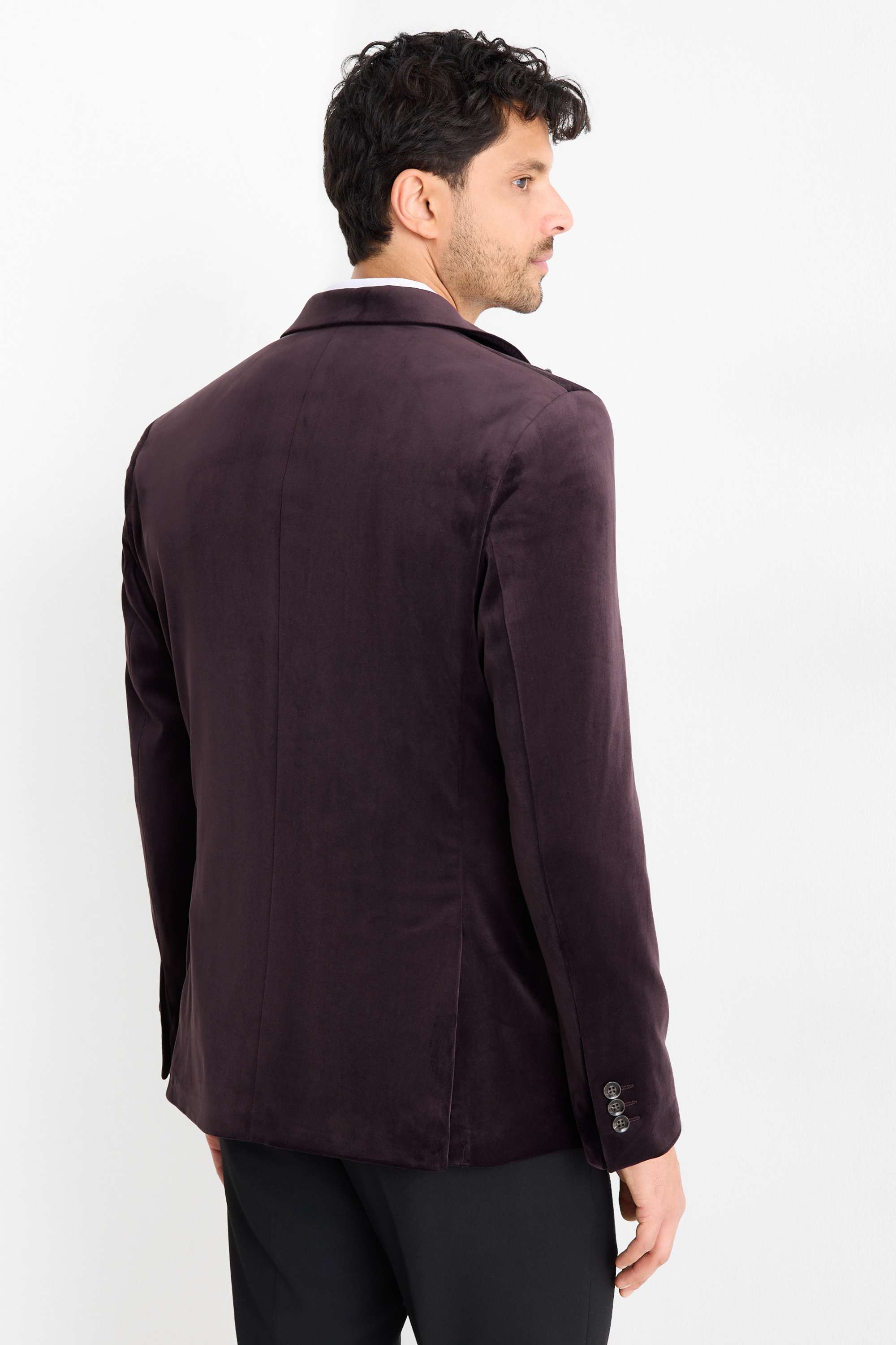 Tailored velvet jacket - slim fit - stretch purple