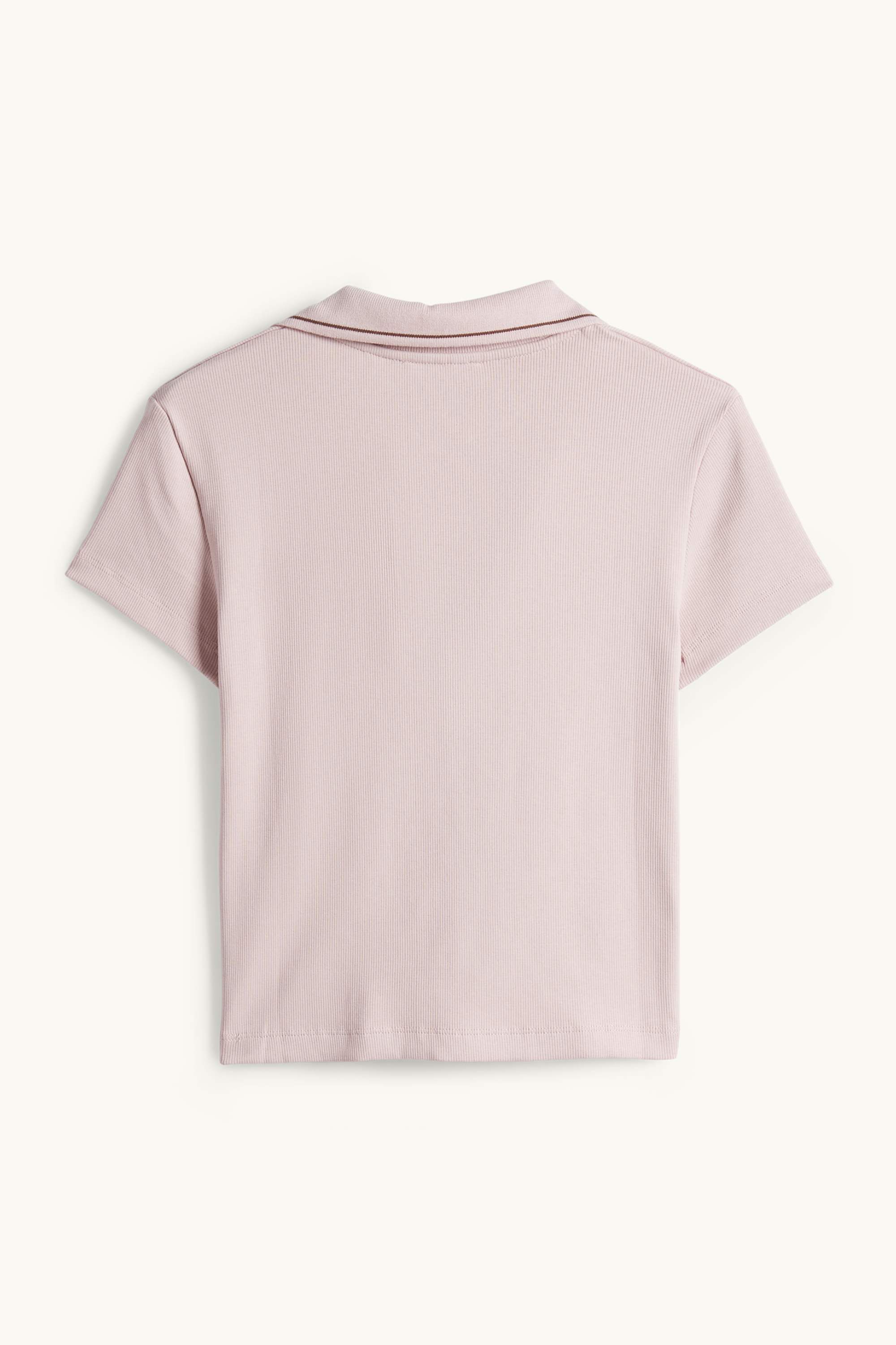 Cropped polo shirt - slim fit - ribbed rose