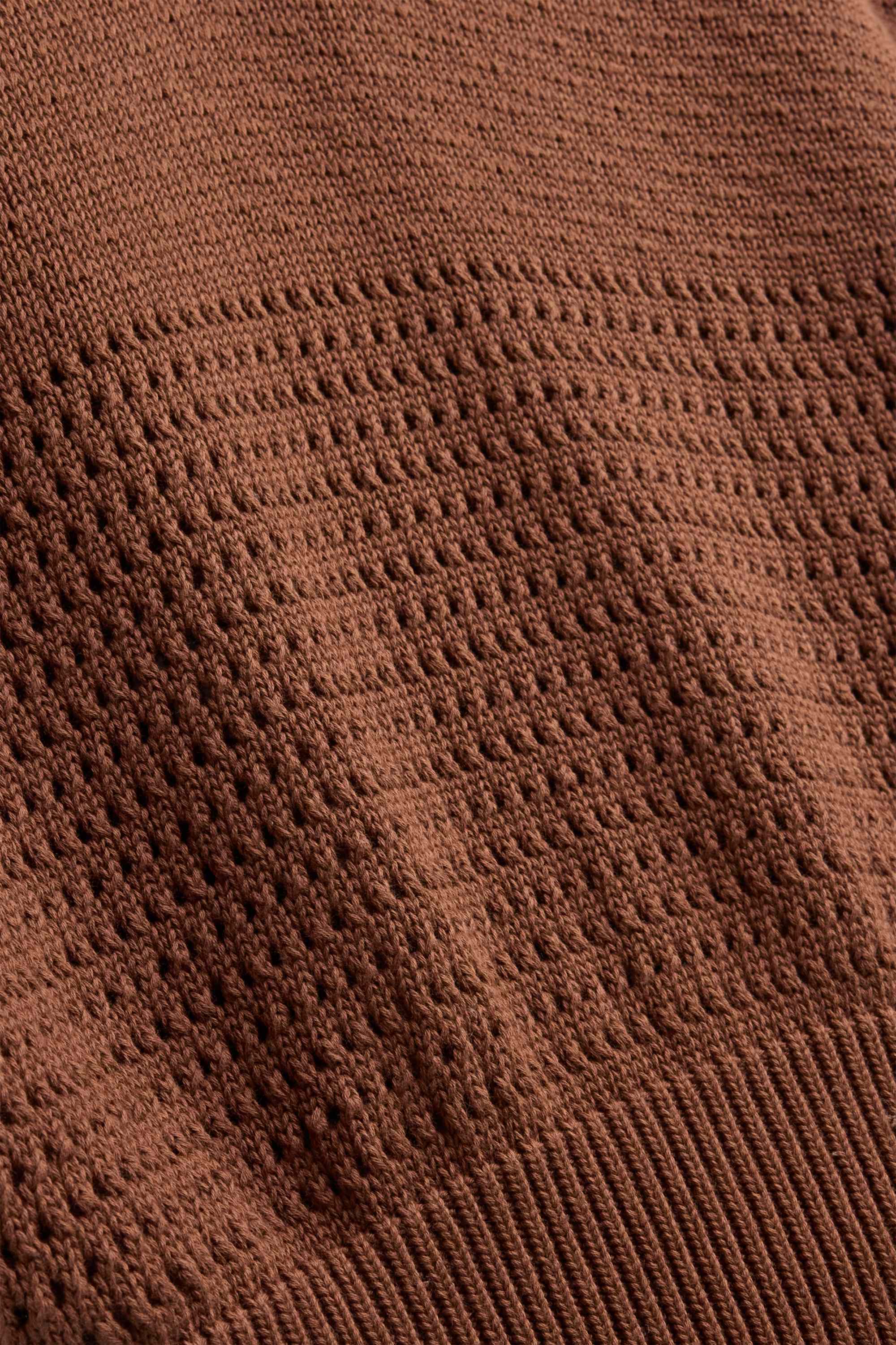 Knitted jumper - short sleeve - textured brown